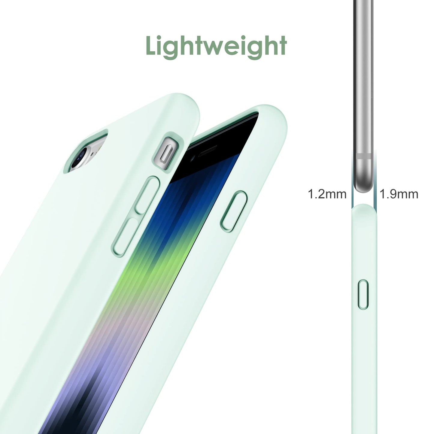 Funda de Silicona para iPhone SE 2022/2020 4,7 Pulgadas, Carcasa Protectora con Tacto Suave y Sedoso, Cubierta a Prueba de Golpes con Forro de Microfibra (Negro)