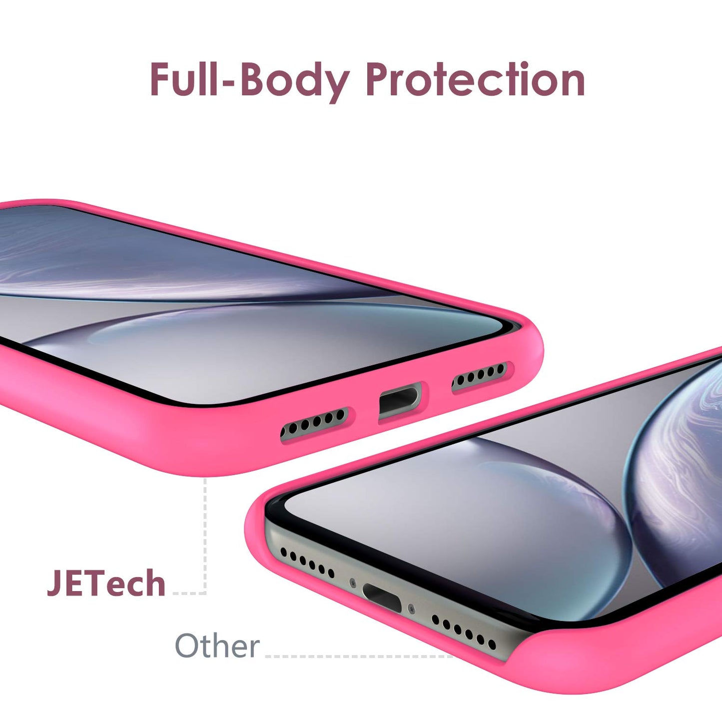 Funda de Silicona para iPhone XR, 6,1", Sedoso-Tacto Suave, Cubierta a Prueba de Golpes con Forro de Microfibra (Negro)