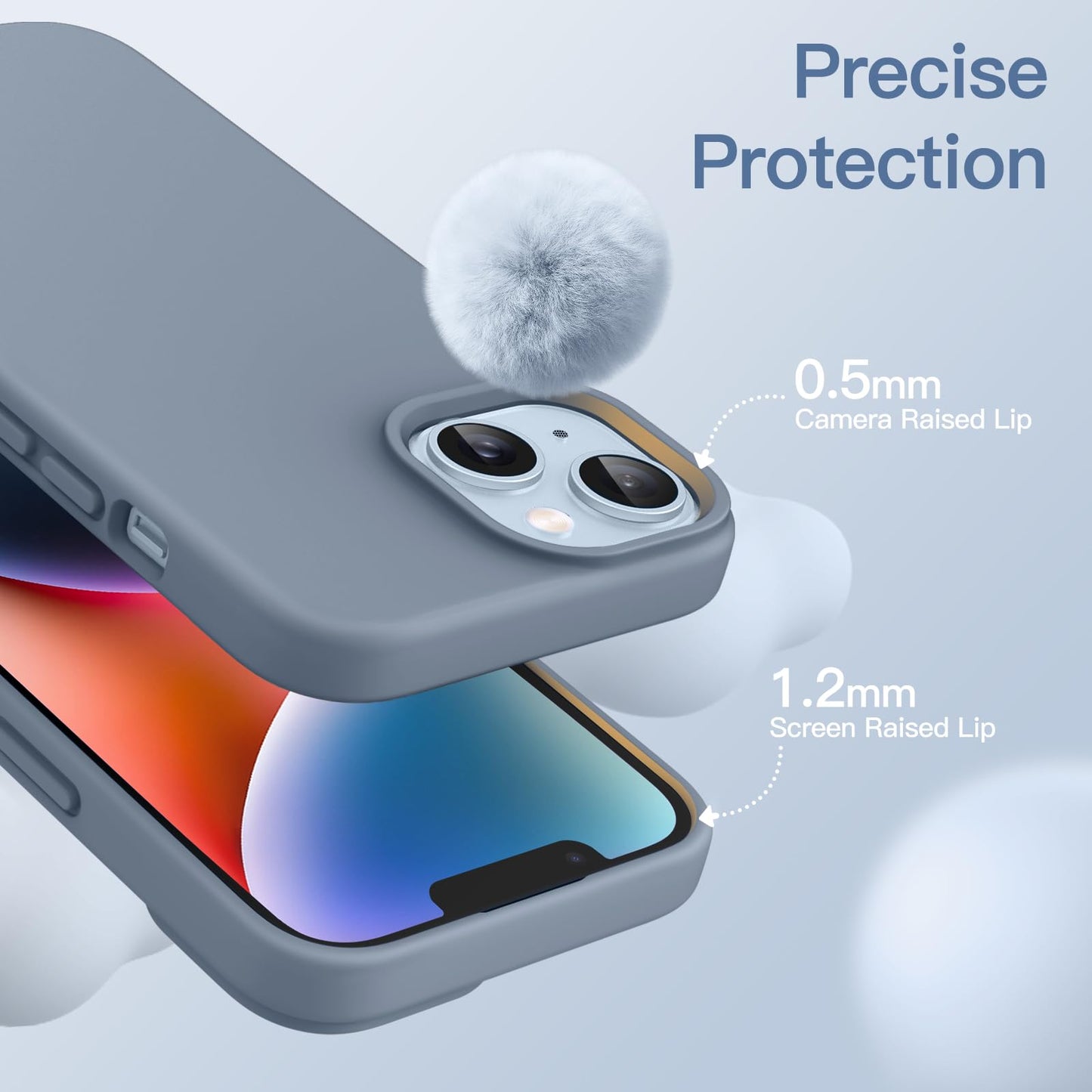 Funda Silicona para iPhone 14 6,1 Pulgadas, Protectora de Cuerpo Completo con Tacto Suave y Sedoso, Antigolpes Carcasa con Forro de Microfibra (Negro)