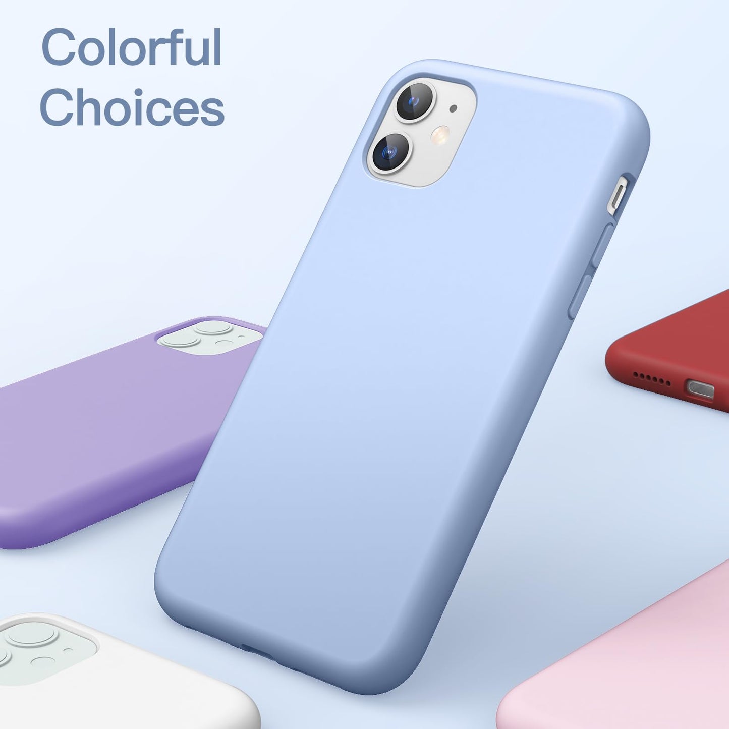 Funda de Silicona para iPhone 11 6.1 Pulgadas, Sedoso-Tacto Suave, Carcasa de Cubierta a Prueba de Golpes con Forro de Microfibra (Azul Claro)