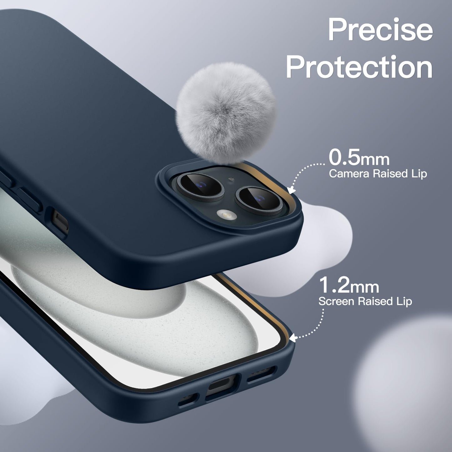 Funda Silicona para iPhone 15 Plus 6.7 Pulgadas, Protectora de Cuerpo Completo con Tacto Suave y Sedoso, Antigolpes Carcasa (Negro)