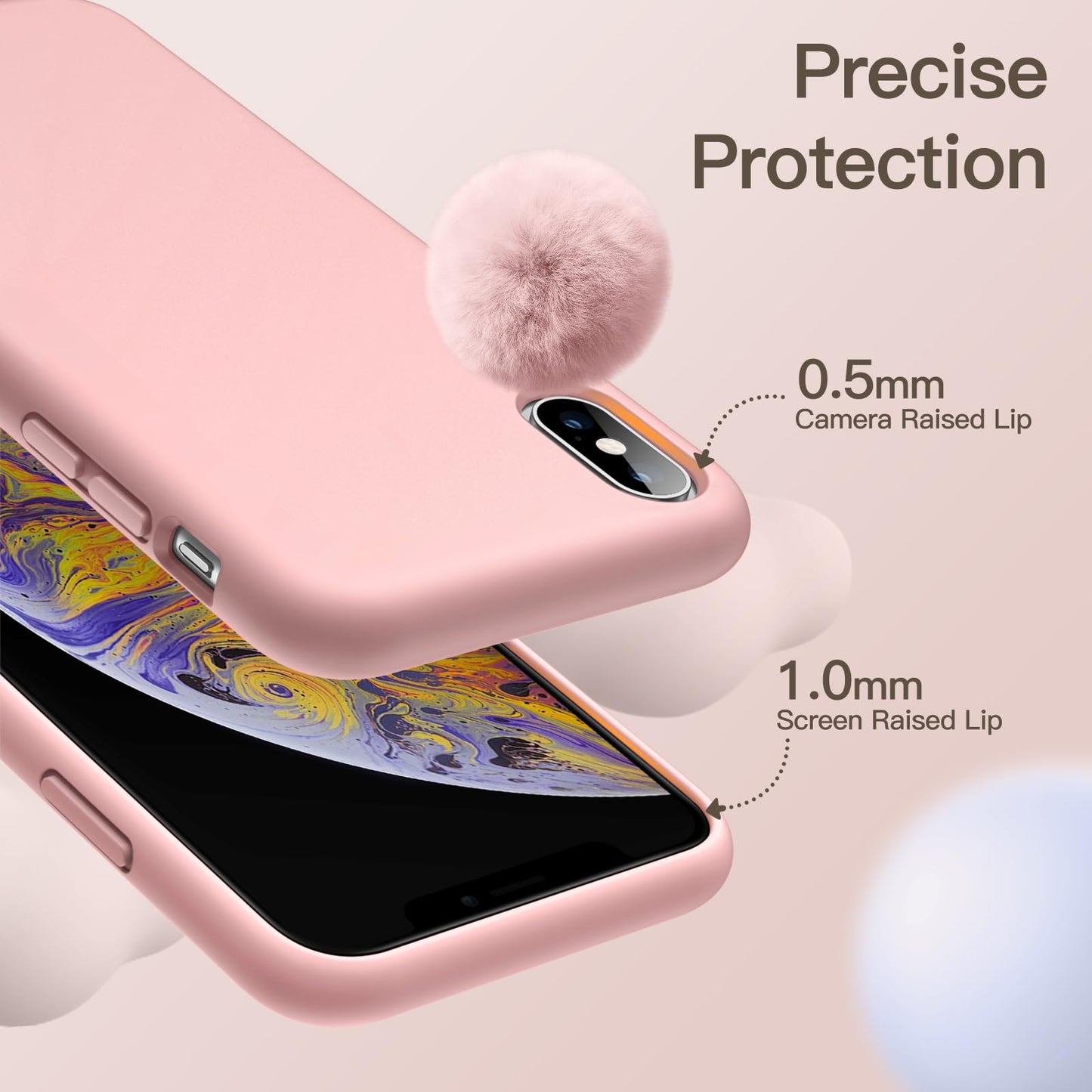 Funda de Silicona para iPhone X, iPhone XS, 5,8", Sedoso-Tacto Suave, Cubierta a Prueba de Golpes con Forro de Microfibra (Negro)