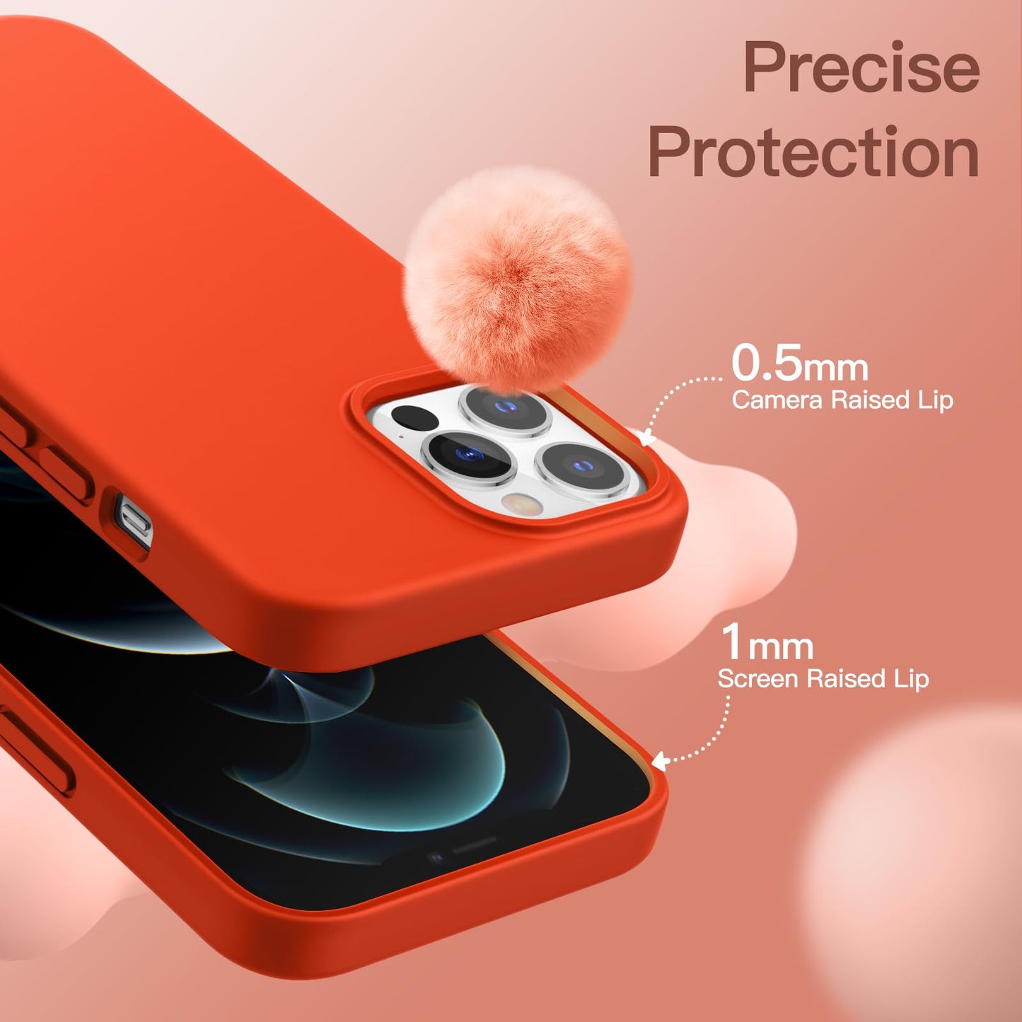 Funda Silicona para iPhone 12 Pro MAX 6.7 Pulgadas, Protectora de Cuerpo Completo con Tacto Suave y Sedoso, Antigolpes Carcasa con Forro de Microfibra (Negro)