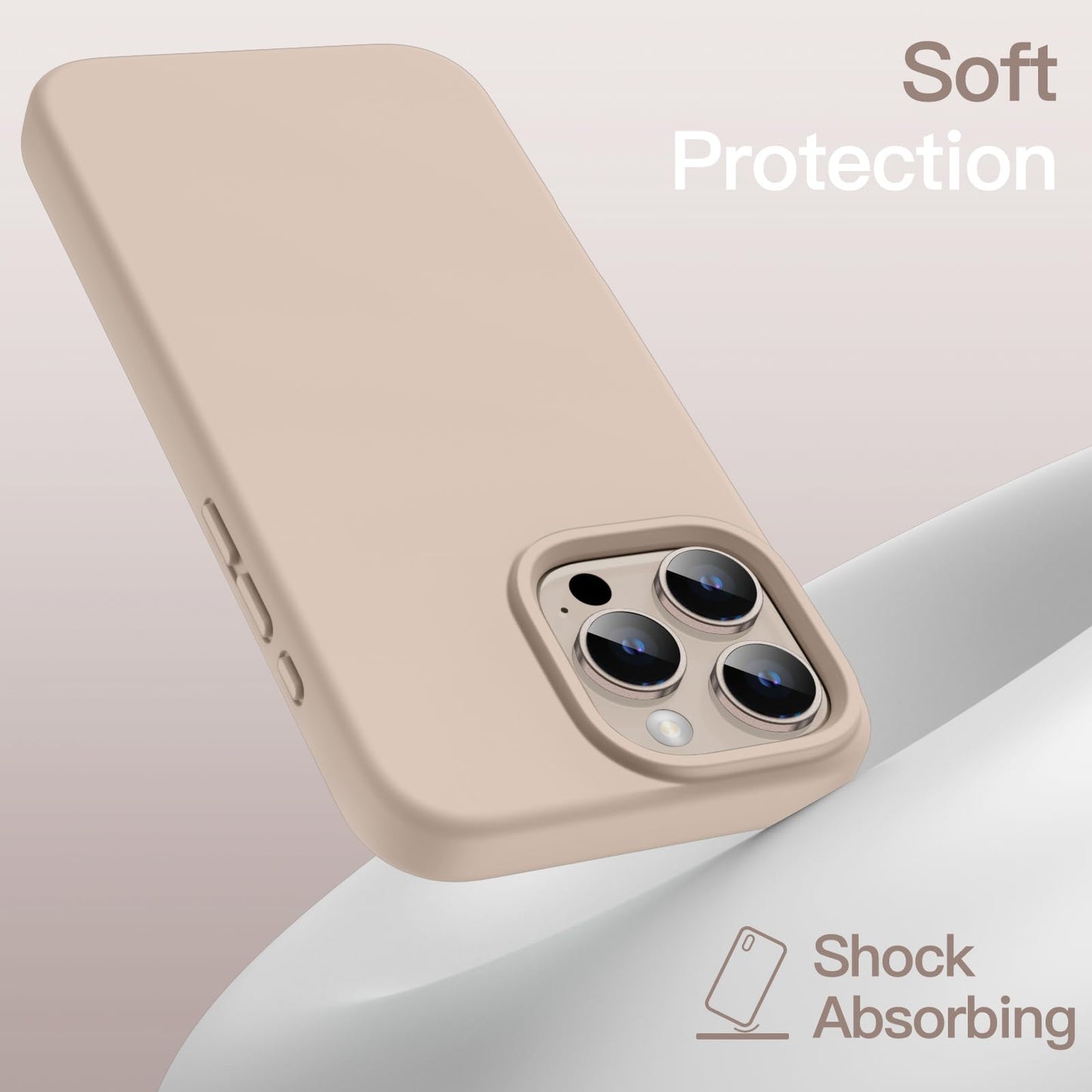Funda Silicona Líquido para iPhone 16 Pro MAX 6.9 Pulgadas, Protectora de Cuerpo Completo con Tacto Suave y Sedoso, Carcasa Anti-Arañazos con Forro de Microfibra (Negro)