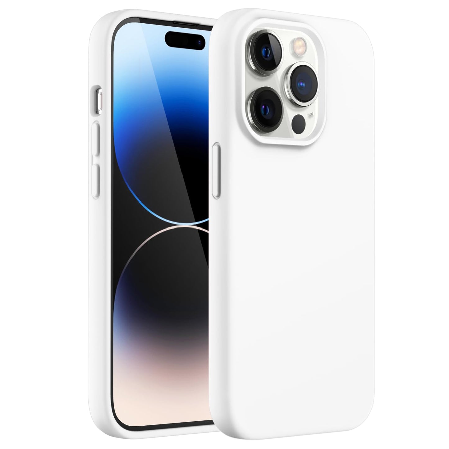 Funda Silicona para iPhone 14 Pro MAX 6.7 Pulgadas, Protectora de Cuerpo Completo con Tacto Suave y Sedoso, Antigolpes Carcasa con Forro de Microfibra (Negro)