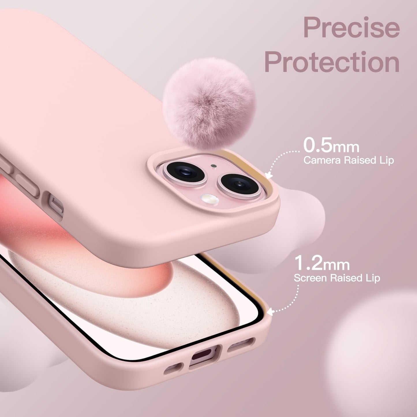 Funda Silicona para iPhone 15 Plus 6.7 Pulgadas, Protectora de Cuerpo Completo con Tacto Suave y Sedoso, Antigolpes Carcasa (Negro)
