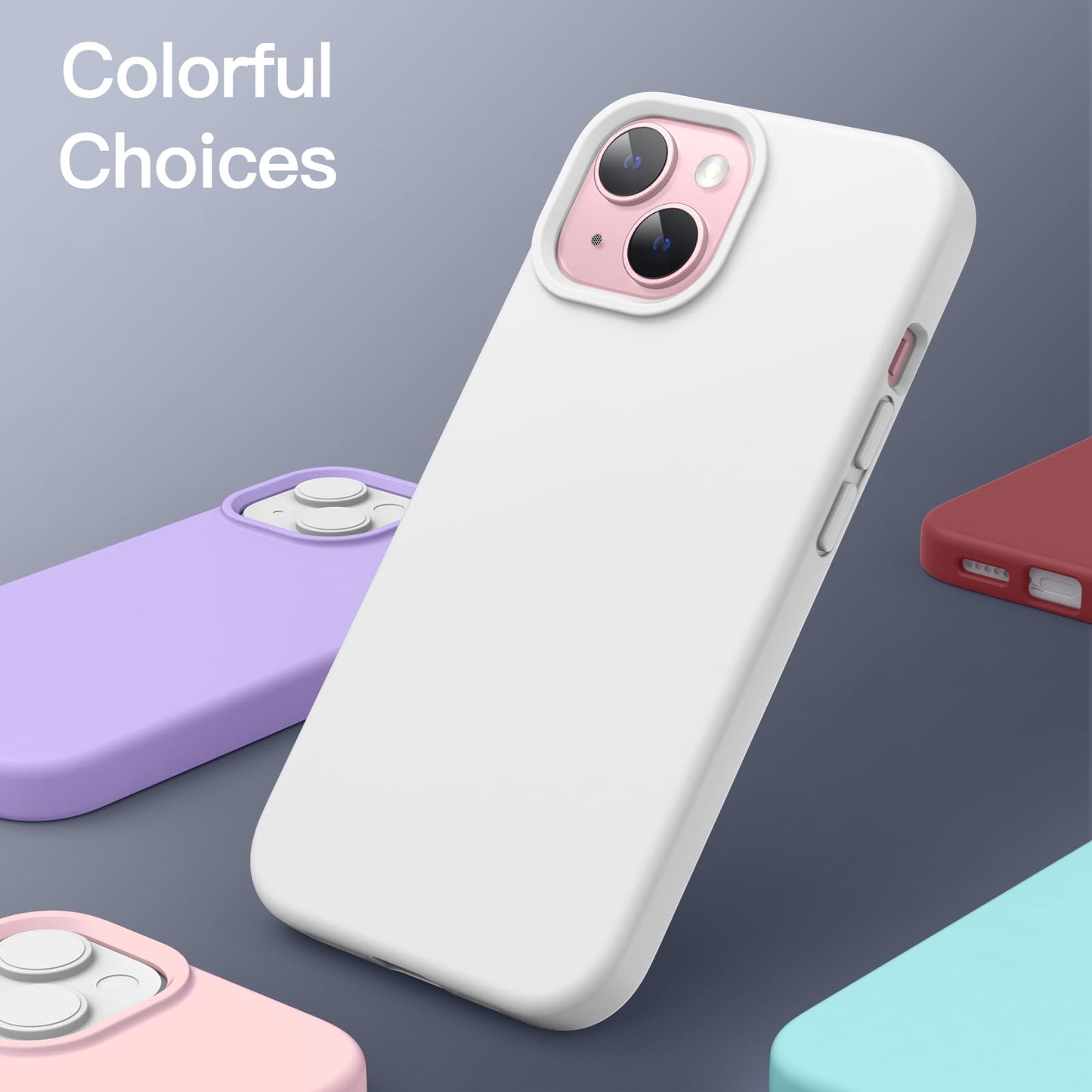 Funda Silicona para iPhone 15 Plus 6.7 Pulgadas, Protectora de Cuerpo Completo con Tacto Suave y Sedoso, Antigolpes Carcasa (Negro)