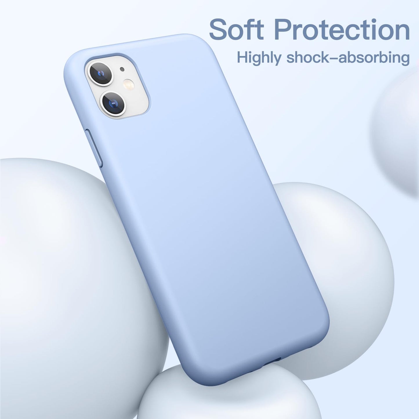 Funda de Silicona para iPhone 11 6.1 Pulgadas, Sedoso-Tacto Suave, Carcasa de Cubierta a Prueba de Golpes con Forro de Microfibra (Azul Claro)