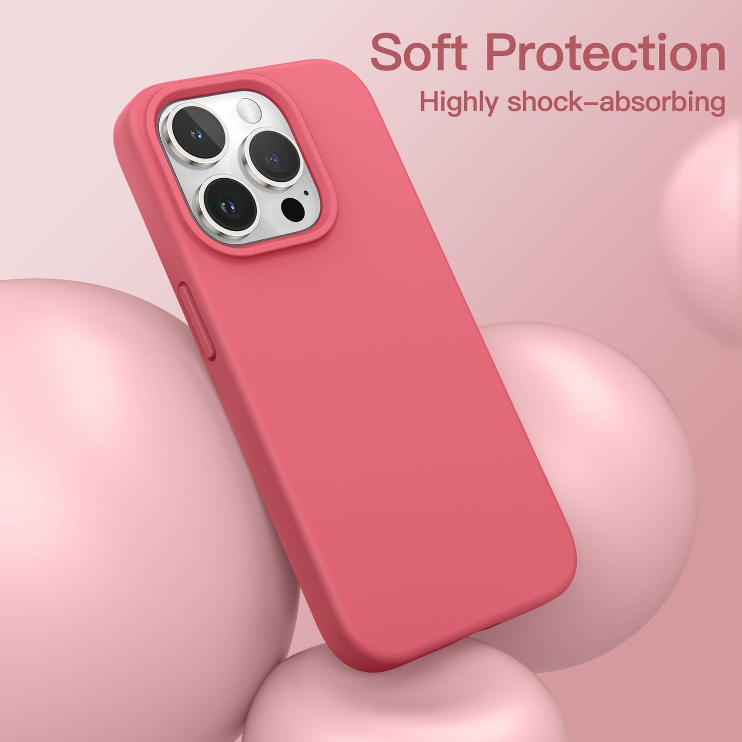 Funda Silicona para iPhone 15 Pro MAX 6.7 Pulgadas, Protectora de Cuerpo Completo con Tacto Suave y Sedoso, Antigolpes Carcasa (Negro)