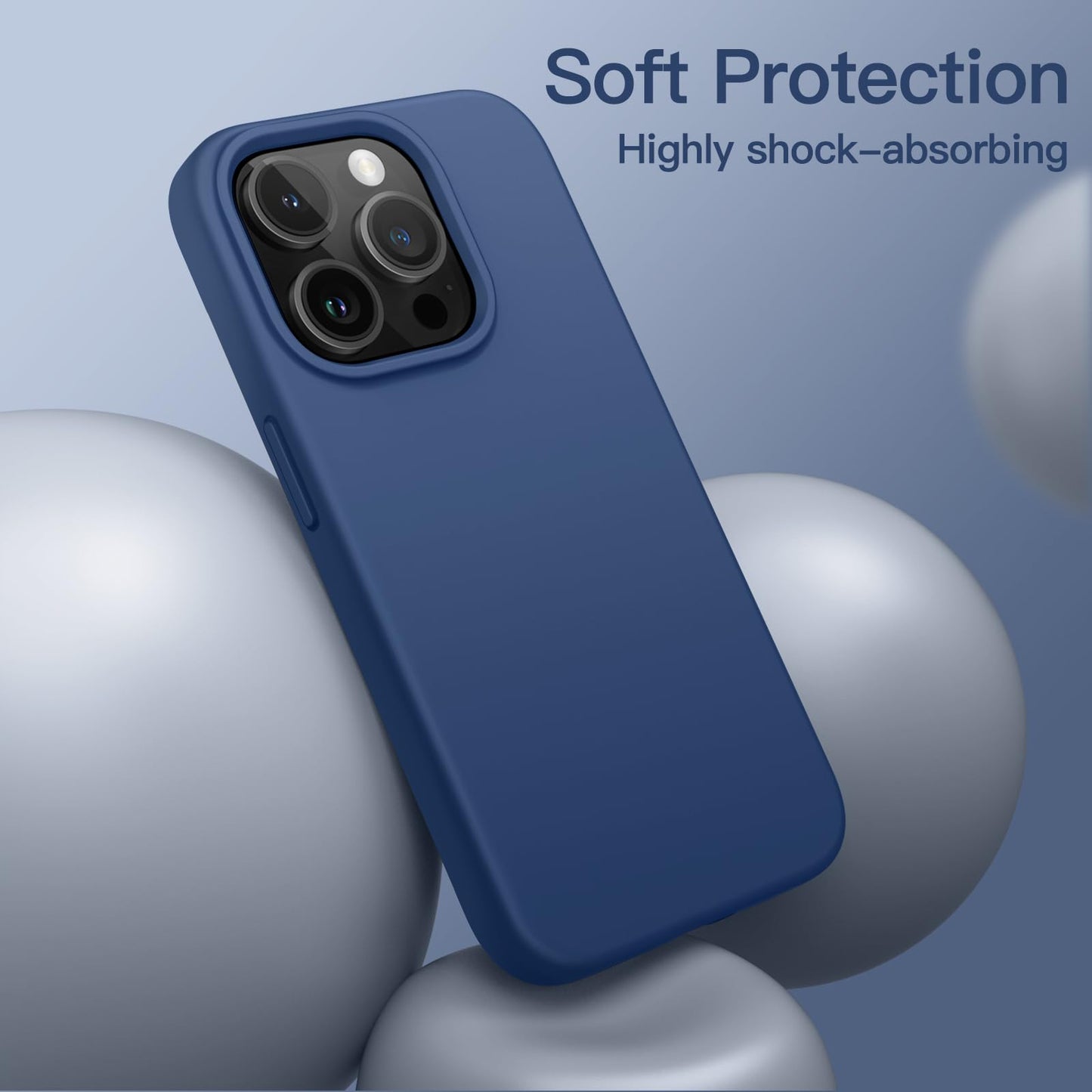 Funda Silicona para iPhone 14 Pro MAX 6.7 Pulgadas, Protectora de Cuerpo Completo con Tacto Suave y Sedoso, Antigolpes Carcasa con Forro de Microfibra (Negro)