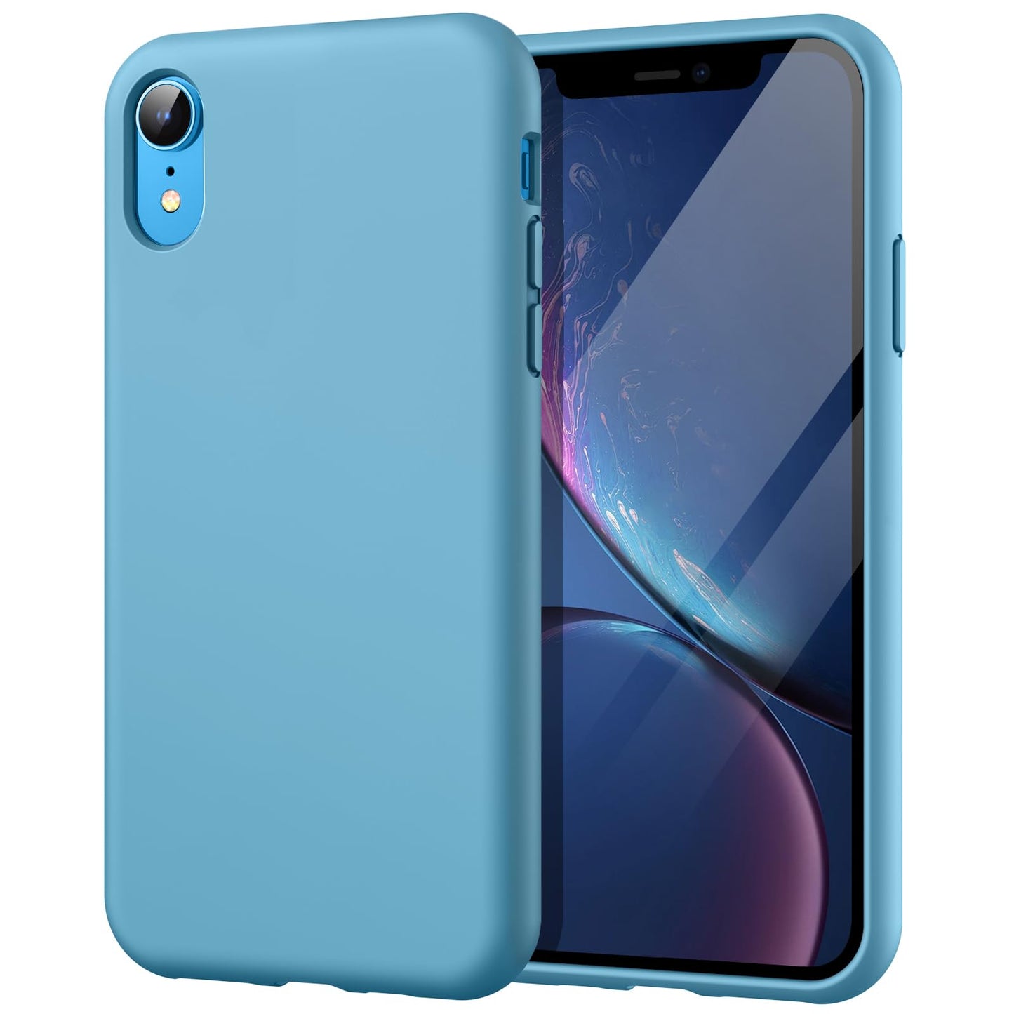 Funda de Silicona para iPhone XR, 6,1", Sedoso-Tacto Suave, Cubierta a Prueba de Golpes con Forro de Microfibra (Negro)