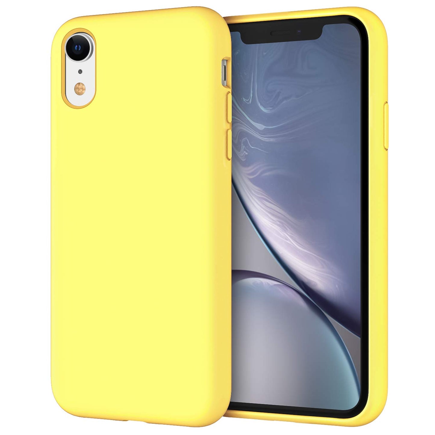 Funda de Silicona para iPhone XR, 6,1", Sedoso-Tacto Suave, Cubierta a Prueba de Golpes con Forro de Microfibra (Negro)