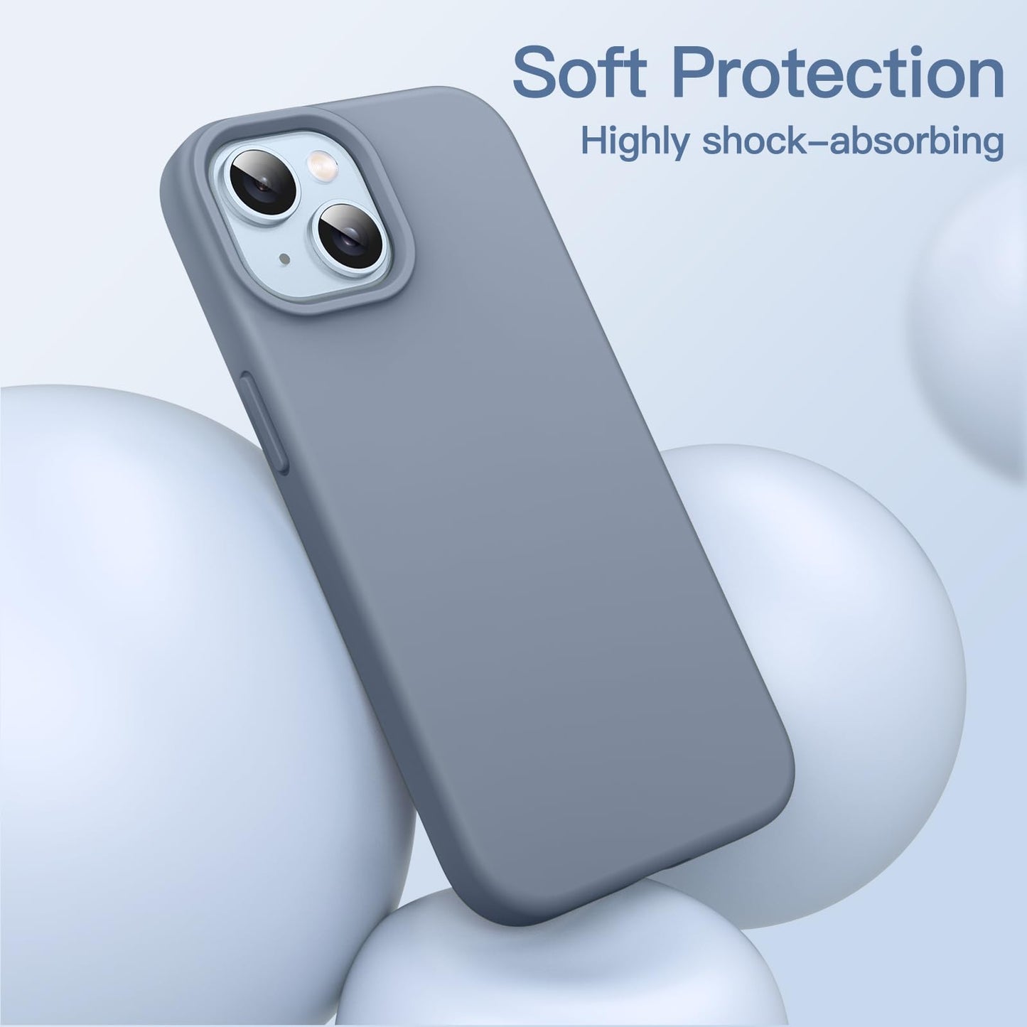 Funda Silicona para iPhone 14 6,1 Pulgadas, Protectora de Cuerpo Completo con Tacto Suave y Sedoso, Antigolpes Carcasa con Forro de Microfibra (Negro)