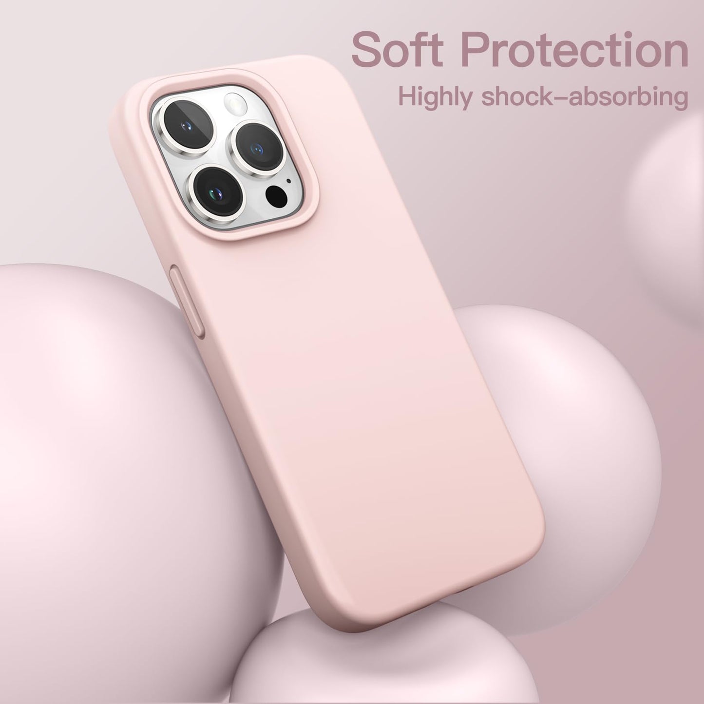 Funda Silicona para iPhone 14 Pro 6.1 Pulgadas, Protectora de Cuerpo Completo con Tacto Suave y Sedoso, Antigolpes Carcasa con Forro de Microfibra (Negro)
