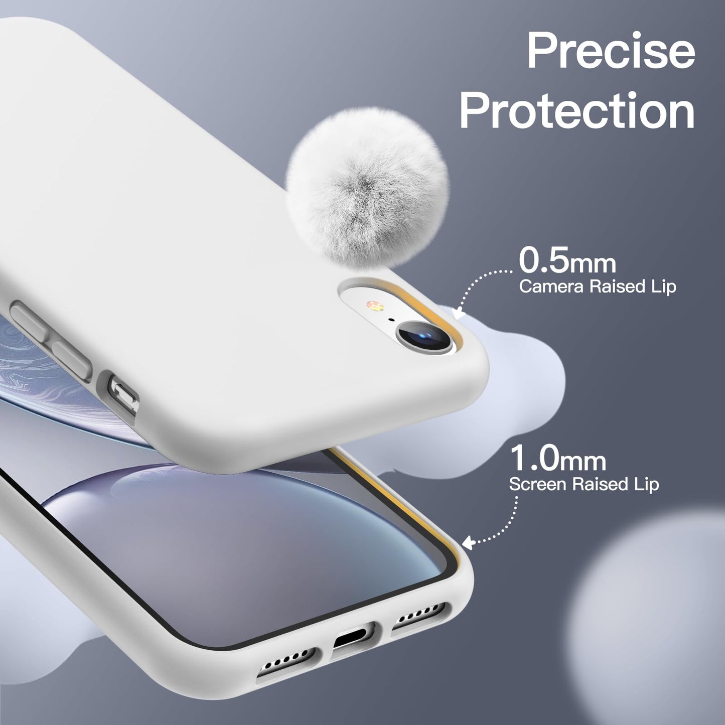 Funda de Silicona para iPhone XR, 6,1", Sedoso-Tacto Suave, Cubierta a Prueba de Golpes con Forro de Microfibra (Negro)