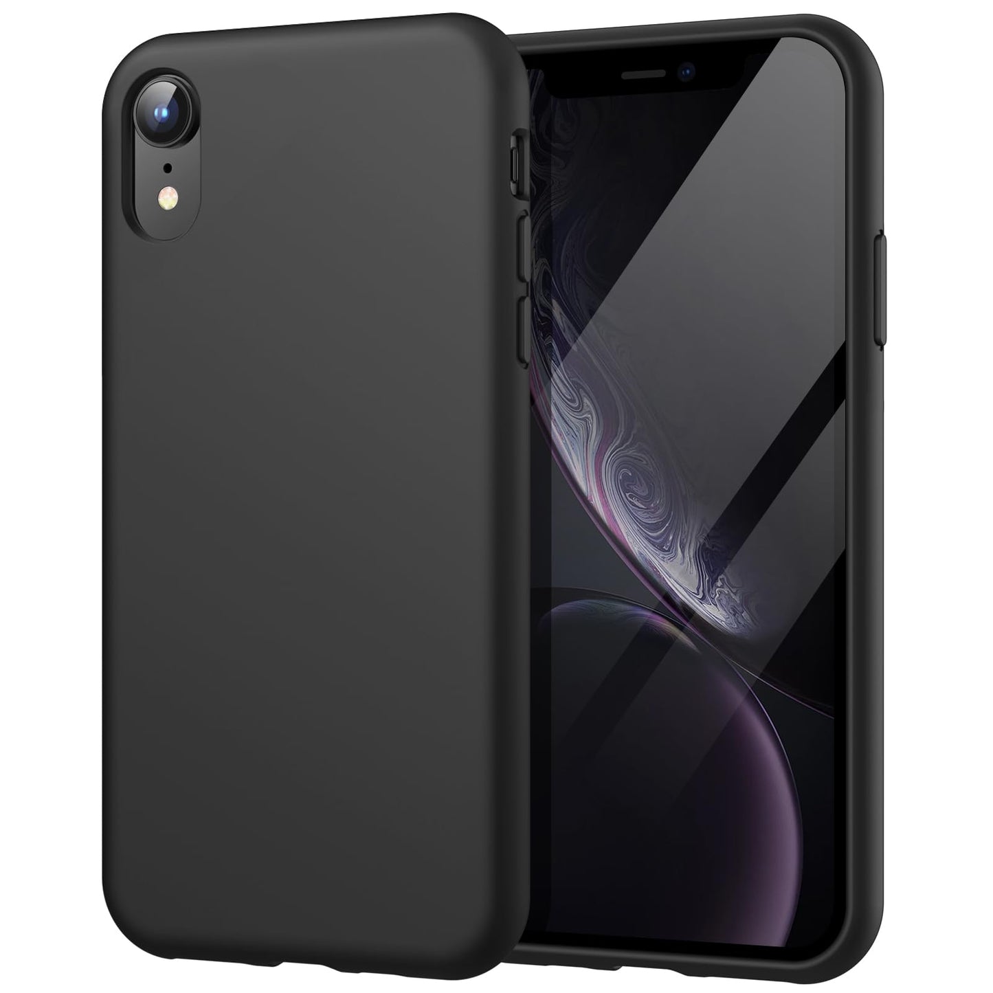Funda de Silicona para iPhone XR, 6,1", Sedoso-Tacto Suave, Cubierta a Prueba de Golpes con Forro de Microfibra (Negro)