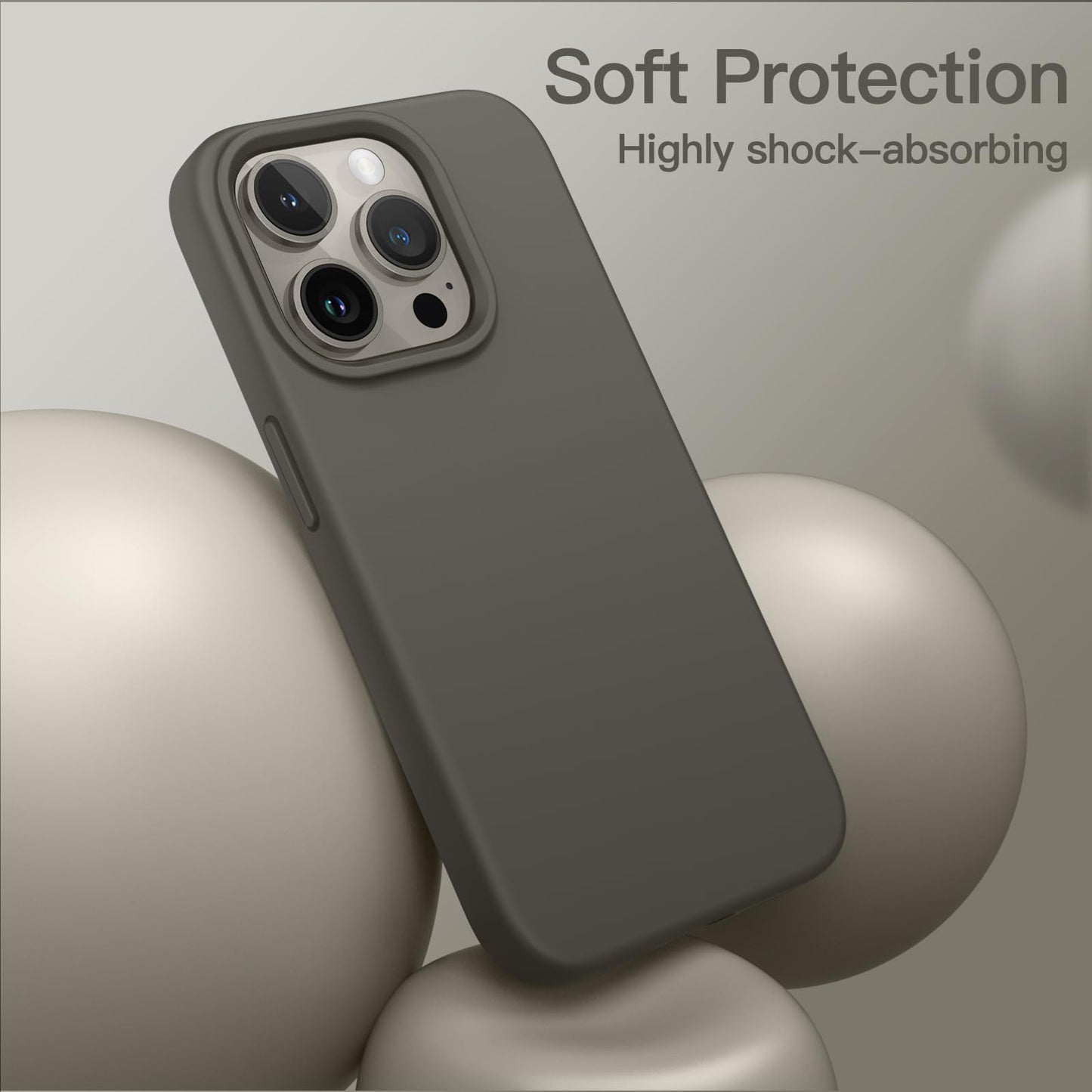 Funda Silicona para iPhone 15 Pro MAX 6.7 Pulgadas, Protectora de Cuerpo Completo con Tacto Suave y Sedoso, Antigolpes Carcasa (Negro)