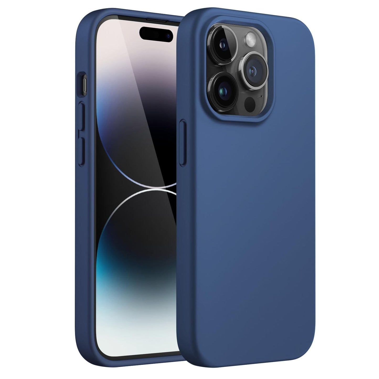 Funda Silicona para iPhone 14 Pro 6.1 Pulgadas, Protectora de Cuerpo Completo con Tacto Suave y Sedoso, Antigolpes Carcasa con Forro de Microfibra (Negro)