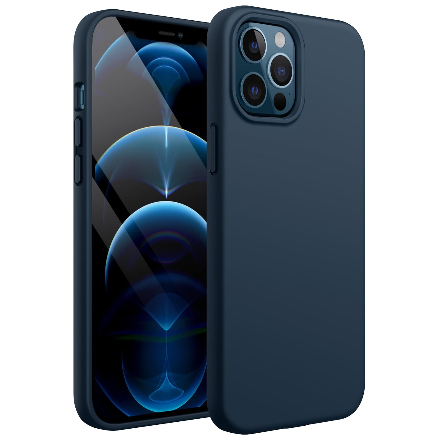 Funda Silicona para iPhone 12 Pro MAX 6.7 Pulgadas, Protectora de Cuerpo Completo con Tacto Suave y Sedoso, Antigolpes Carcasa con Forro de Microfibra (Negro)