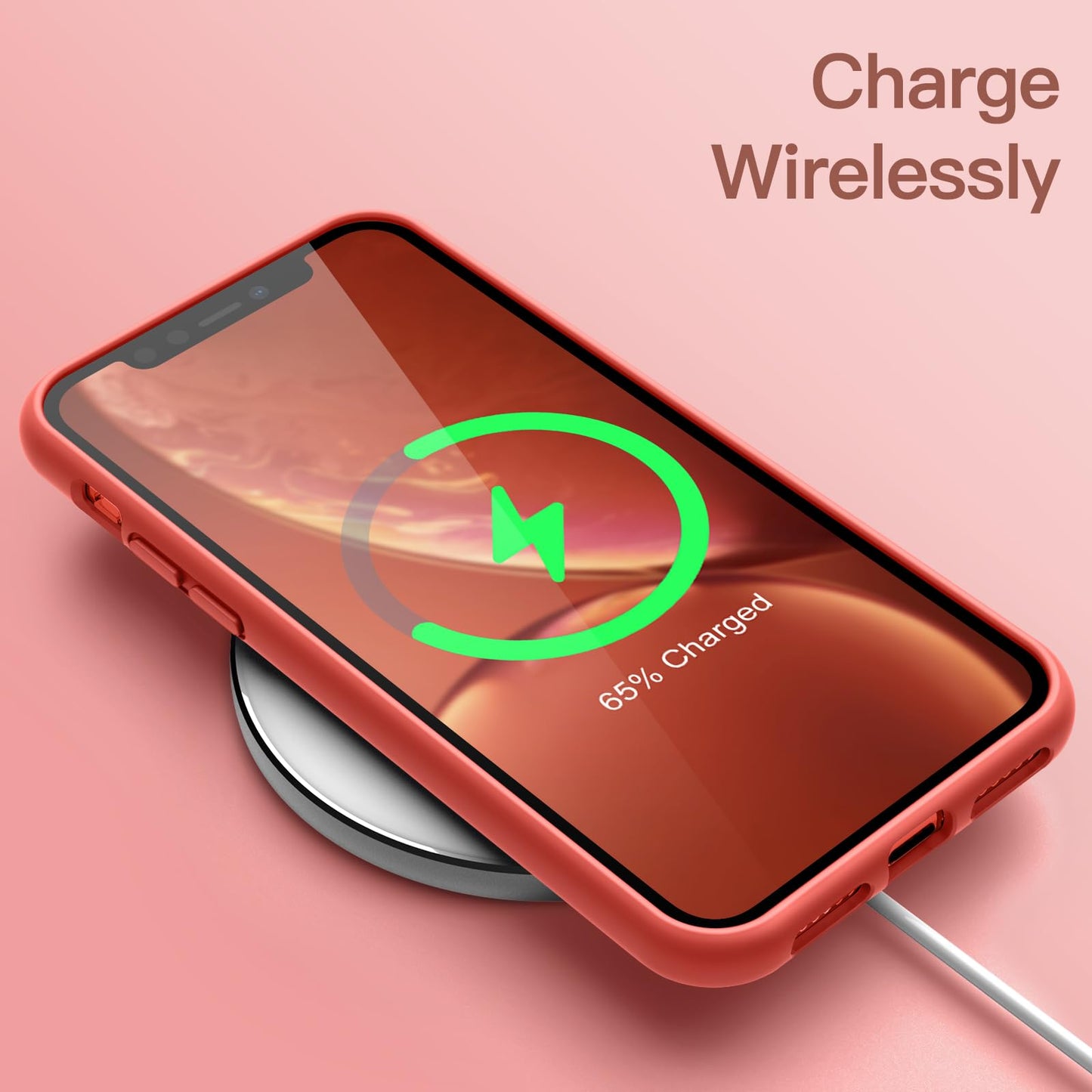 Funda de Silicona para iPhone XR, 6,1", Sedoso-Tacto Suave, Cubierta a Prueba de Golpes con Forro de Microfibra (Negro)