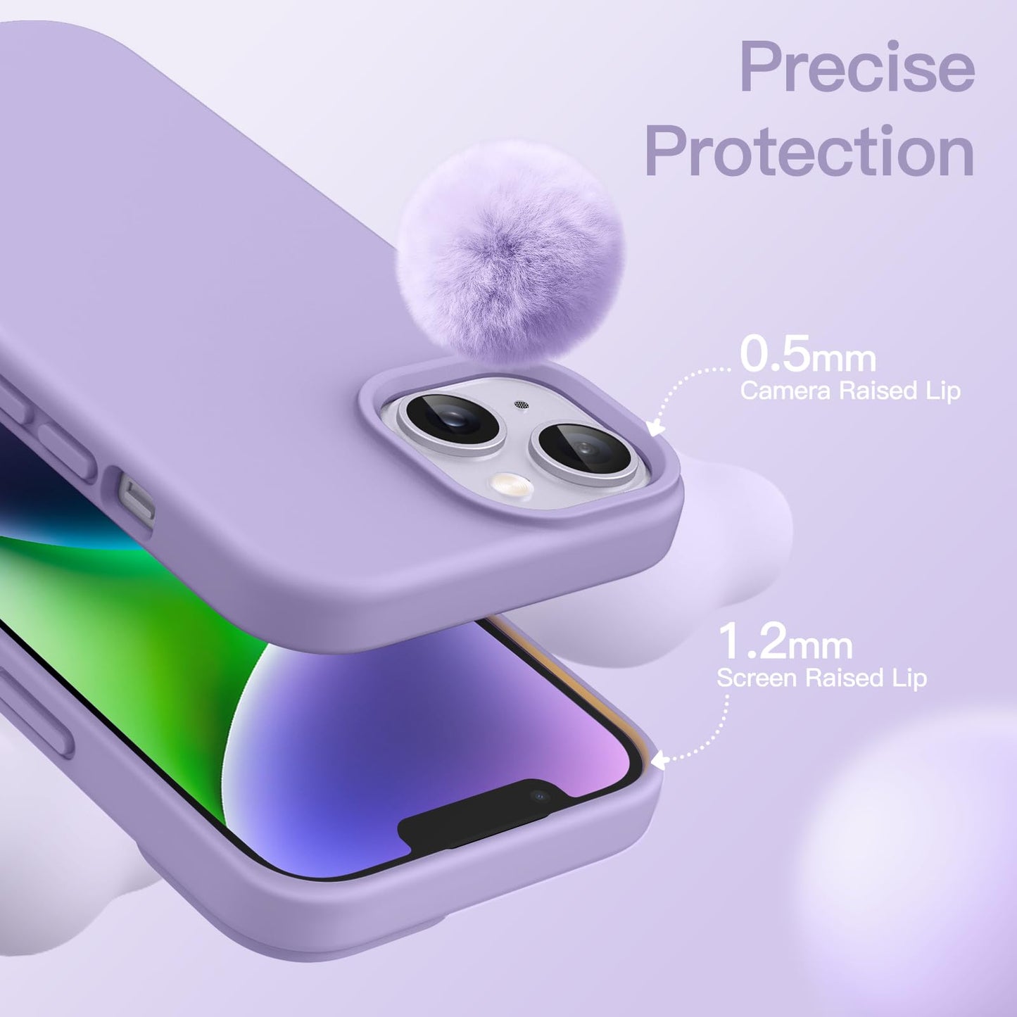 Funda Silicona para iPhone 14 6,1 Pulgadas, Protectora de Cuerpo Completo con Tacto Suave y Sedoso, Antigolpes Carcasa con Forro de Microfibra (Negro)