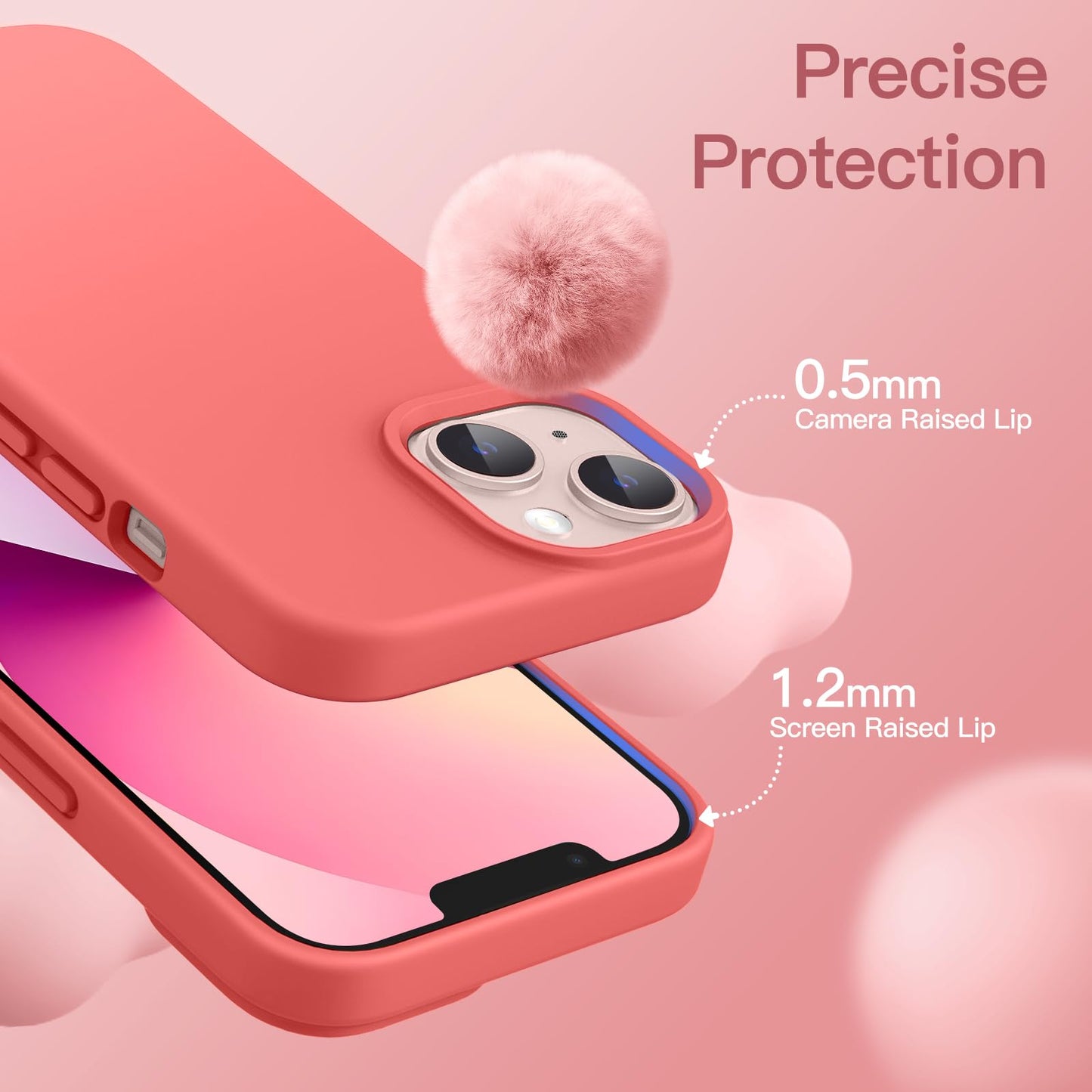 Funda Silicona para iPhone 13 6,1 Pulgadas, Protectora de Cuerpo Completo con Tacto Suave y Sedoso, Antigolpes Carcasa con Forro de Microfibra (Negro)
