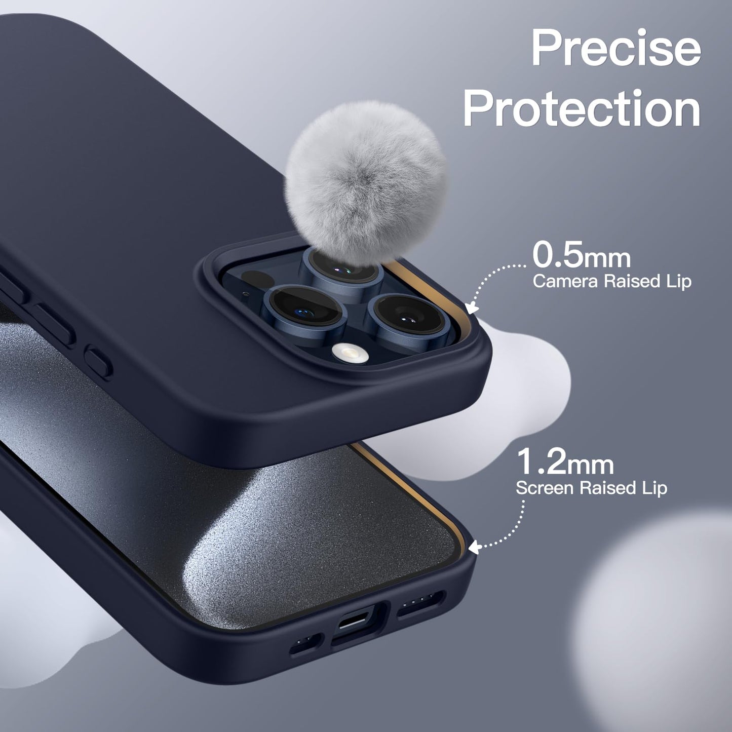 Funda Silicona para iPhone 15 Pro MAX 6.7 Pulgadas, Protectora de Cuerpo Completo con Tacto Suave y Sedoso, Antigolpes Carcasa (Negro)