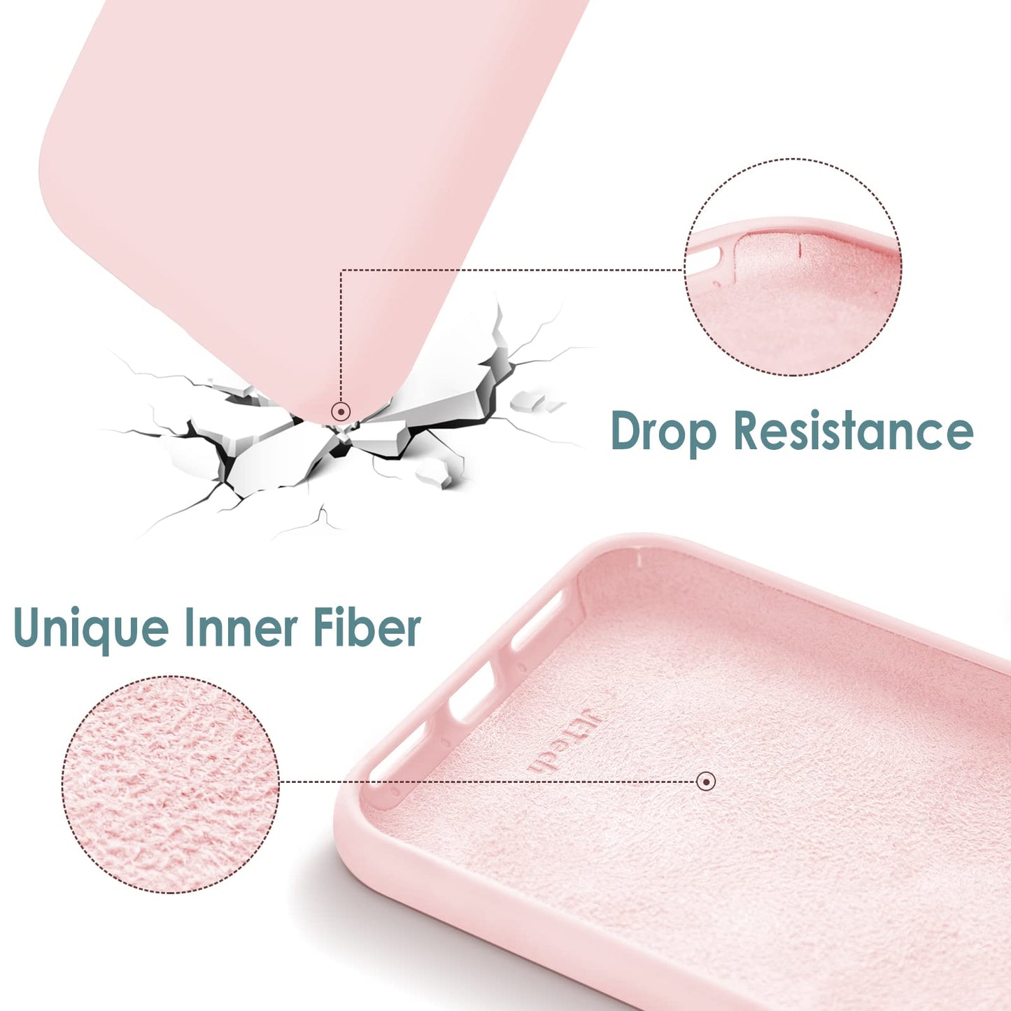 Funda de Silicona para iPhone SE 2022/2020 4,7 Pulgadas, Carcasa Protectora con Tacto Suave y Sedoso, Cubierta a Prueba de Golpes con Forro de Microfibra (Negro)