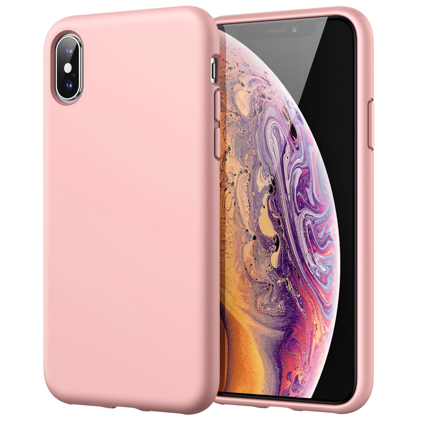 Funda de Silicona para iPhone X, iPhone XS, 5,8", Sedoso-Tacto Suave, Cubierta a Prueba de Golpes con Forro de Microfibra (Negro)