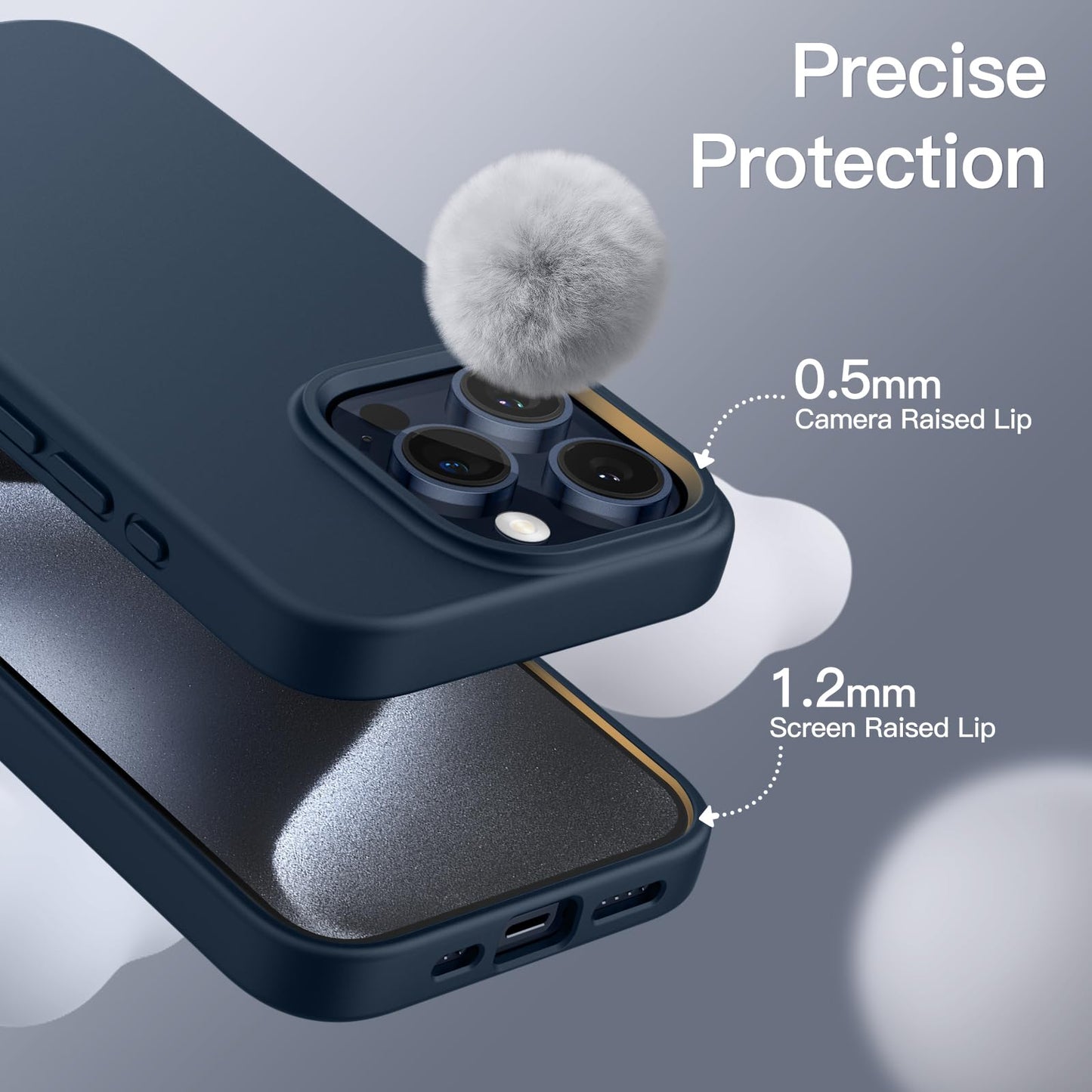 Funda Silicona para iPhone 15 Pro MAX 6.7 Pulgadas, Protectora de Cuerpo Completo con Tacto Suave y Sedoso, Antigolpes Carcasa (Negro)