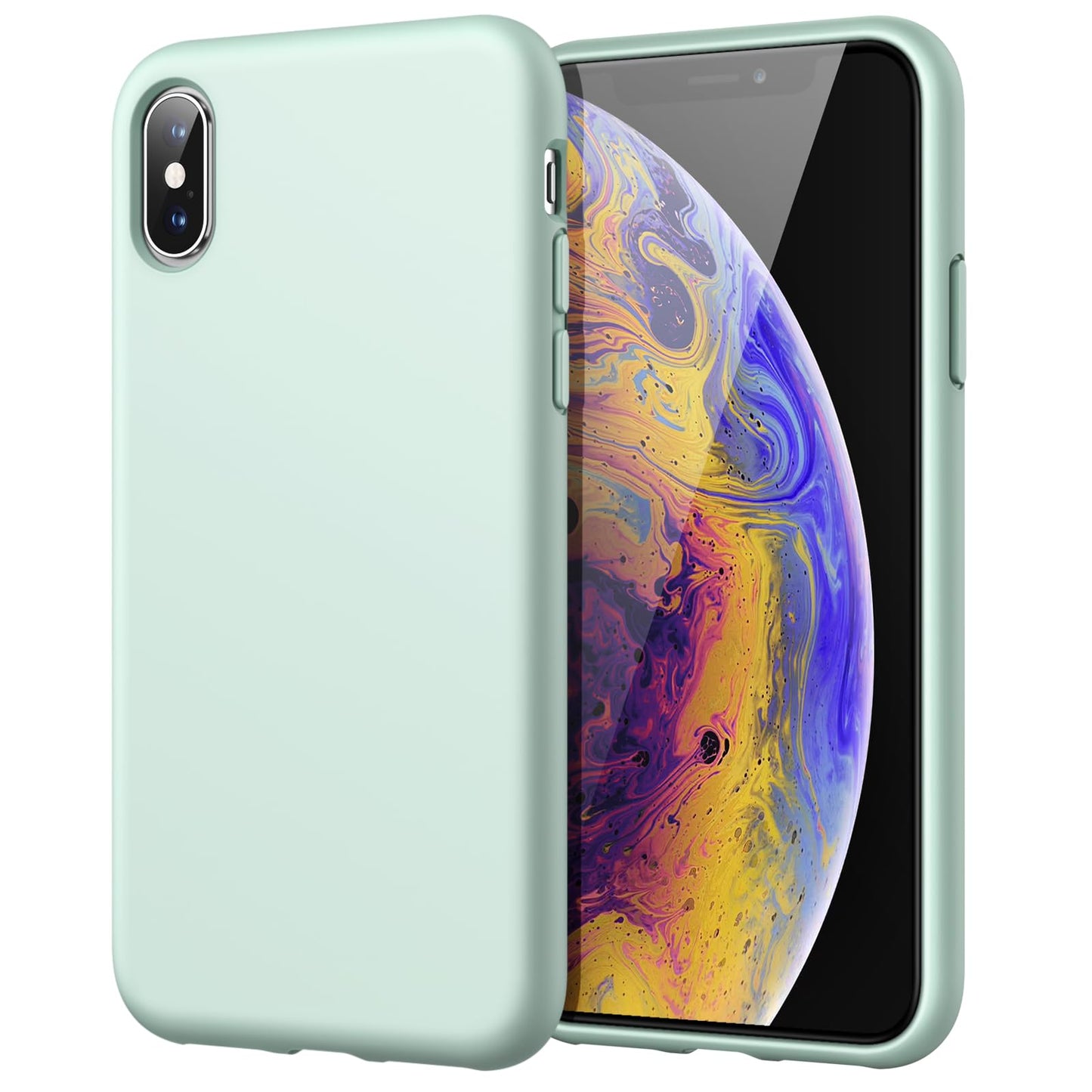 Funda de Silicona para iPhone X, iPhone XS, 5,8", Sedoso-Tacto Suave, Cubierta a Prueba de Golpes con Forro de Microfibra (Negro)