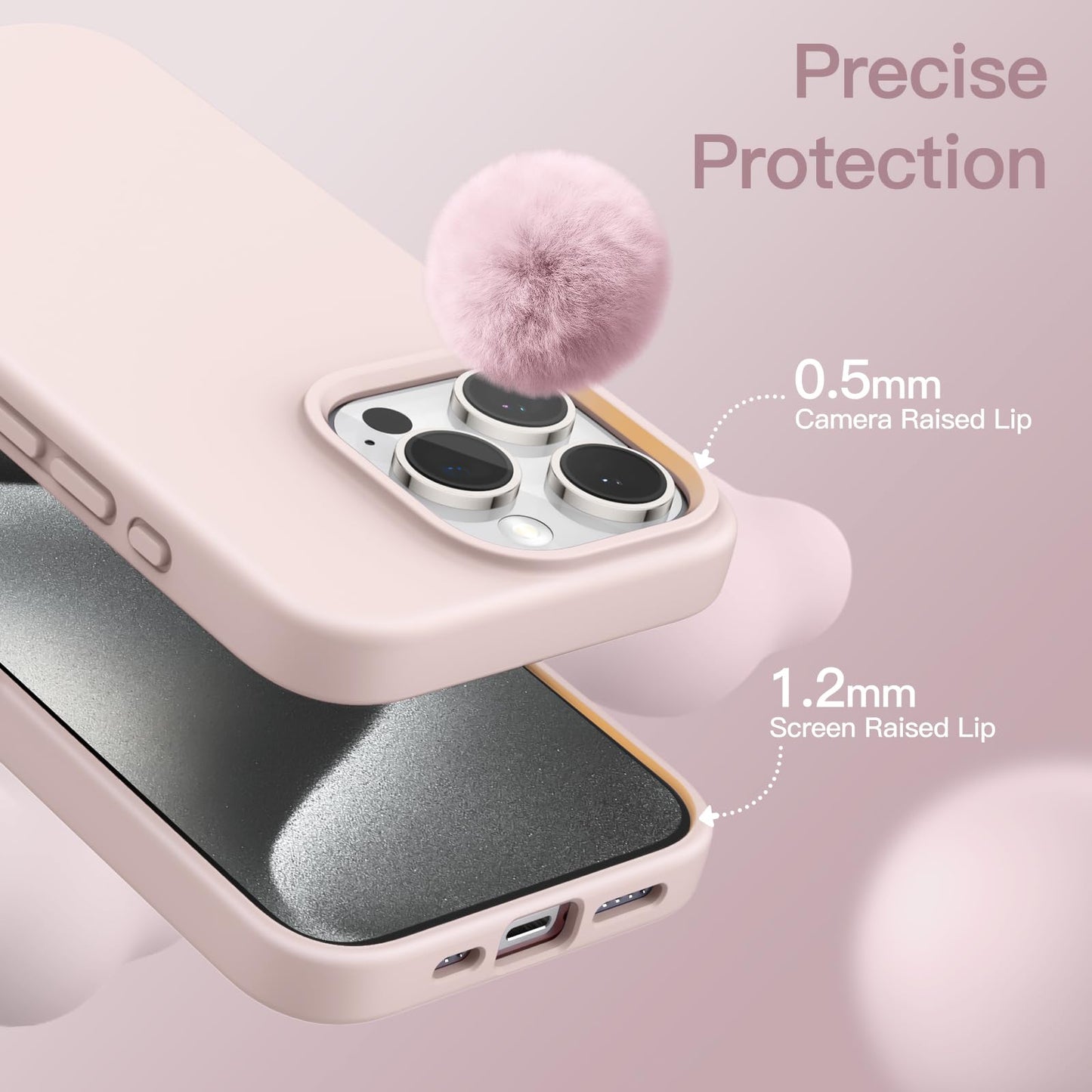Funda Silicona para iPhone 15 Pro MAX 6.7 Pulgadas, Protectora de Cuerpo Completo con Tacto Suave y Sedoso, Antigolpes Carcasa (Negro)