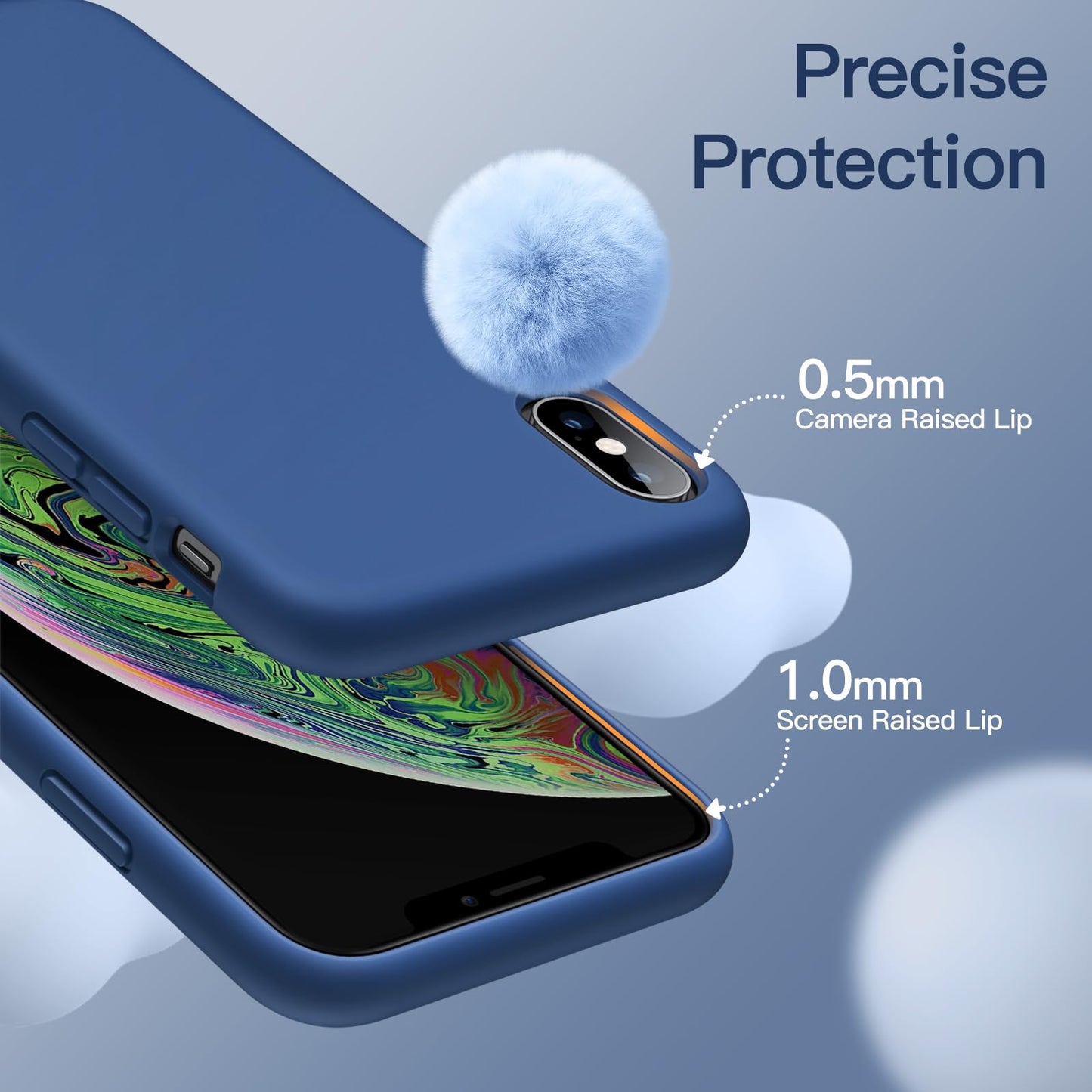 Funda de Silicona para iPhone X, iPhone XS, 5,8", Sedoso-Tacto Suave, Cubierta a Prueba de Golpes con Forro de Microfibra (Negro)