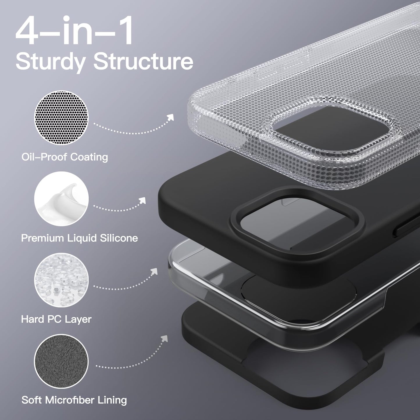 Funda Silicona para iPhone 12 Pro MAX 6.7 Pulgadas, Protectora de Cuerpo Completo con Tacto Suave y Sedoso, Antigolpes Carcasa con Forro de Microfibra (Negro)