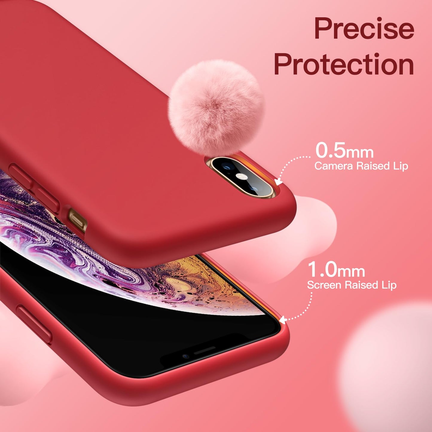 Funda de Silicona para iPhone X, iPhone XS, 5,8", Sedoso-Tacto Suave, Cubierta a Prueba de Golpes con Forro de Microfibra (Negro)