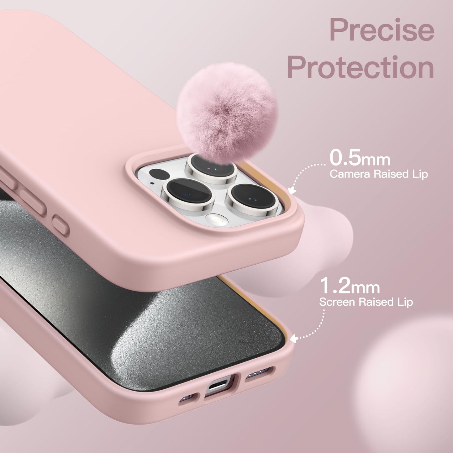 Funda Silicona para iPhone 15 Pro MAX 6.7 Pulgadas, Protectora de Cuerpo Completo con Tacto Suave y Sedoso, Antigolpes Carcasa (Negro)