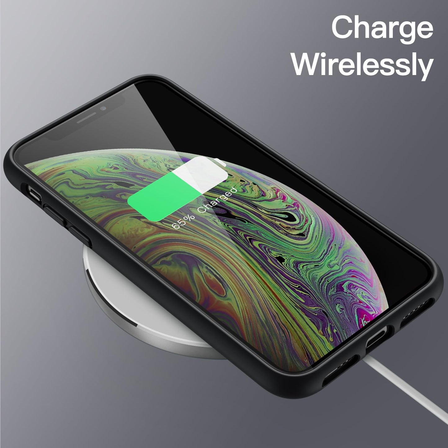 Funda de Silicona para iPhone X, iPhone XS, 5,8", Sedoso-Tacto Suave, Cubierta a Prueba de Golpes con Forro de Microfibra (Negro)