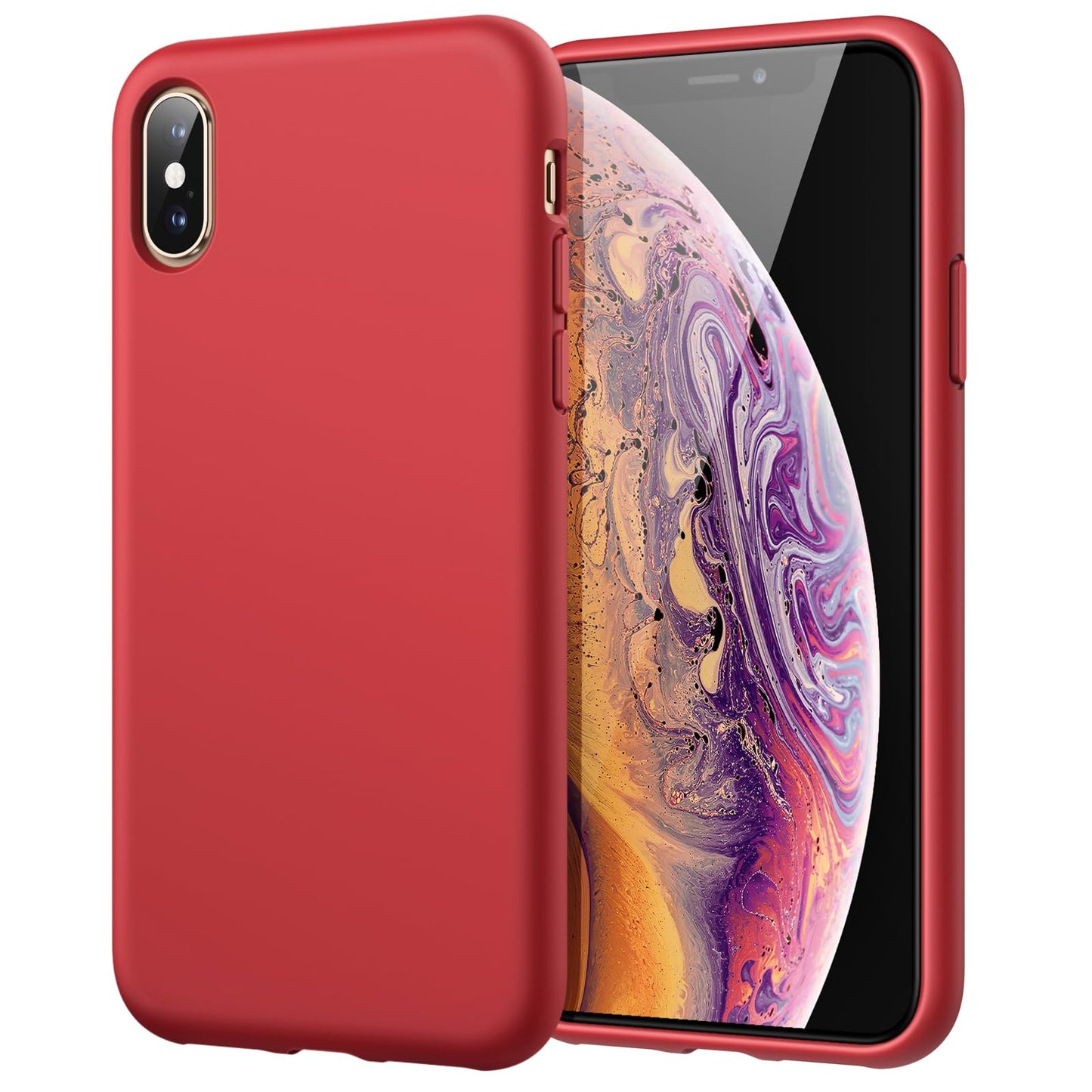 Funda de Silicona para iPhone X, iPhone XS, 5,8", Sedoso-Tacto Suave, Cubierta a Prueba de Golpes con Forro de Microfibra (Negro)