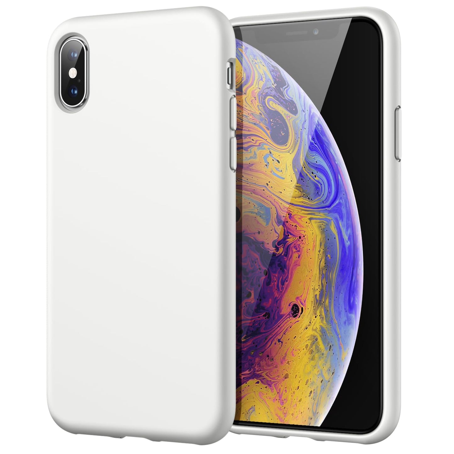 Funda de Silicona para iPhone X, iPhone XS, 5,8", Sedoso-Tacto Suave, Cubierta a Prueba de Golpes con Forro de Microfibra (Negro)