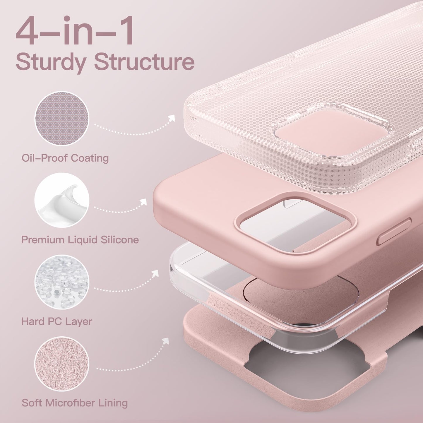 Funda Silicona para iPhone 12/12 Pro 6.1 Pulgadas, Protectora de Cuerpo Completo con Tacto Suave y Sedoso, Antigolpes Carcasa con Forro de Microfibra (Negro)