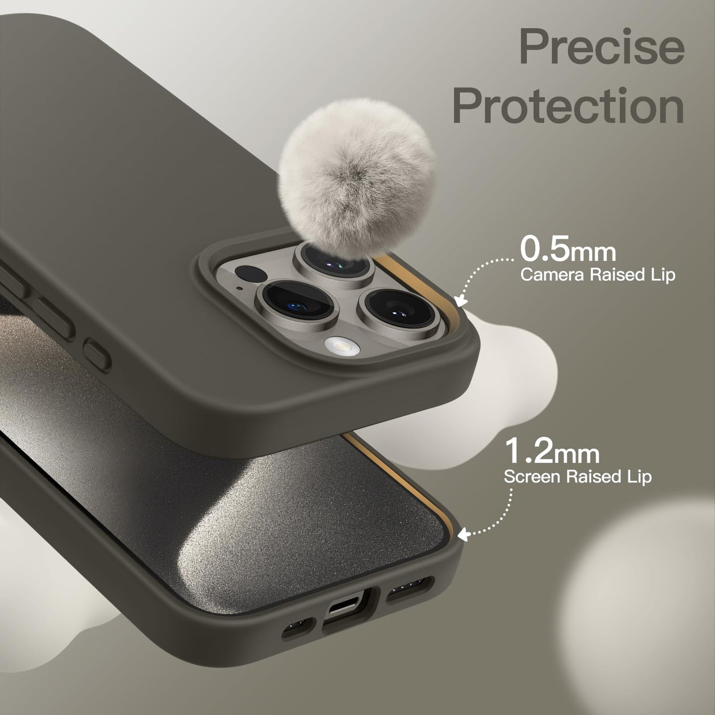 Funda Silicona para iPhone 15 Pro MAX 6.7 Pulgadas, Protectora de Cuerpo Completo con Tacto Suave y Sedoso, Antigolpes Carcasa (Negro)