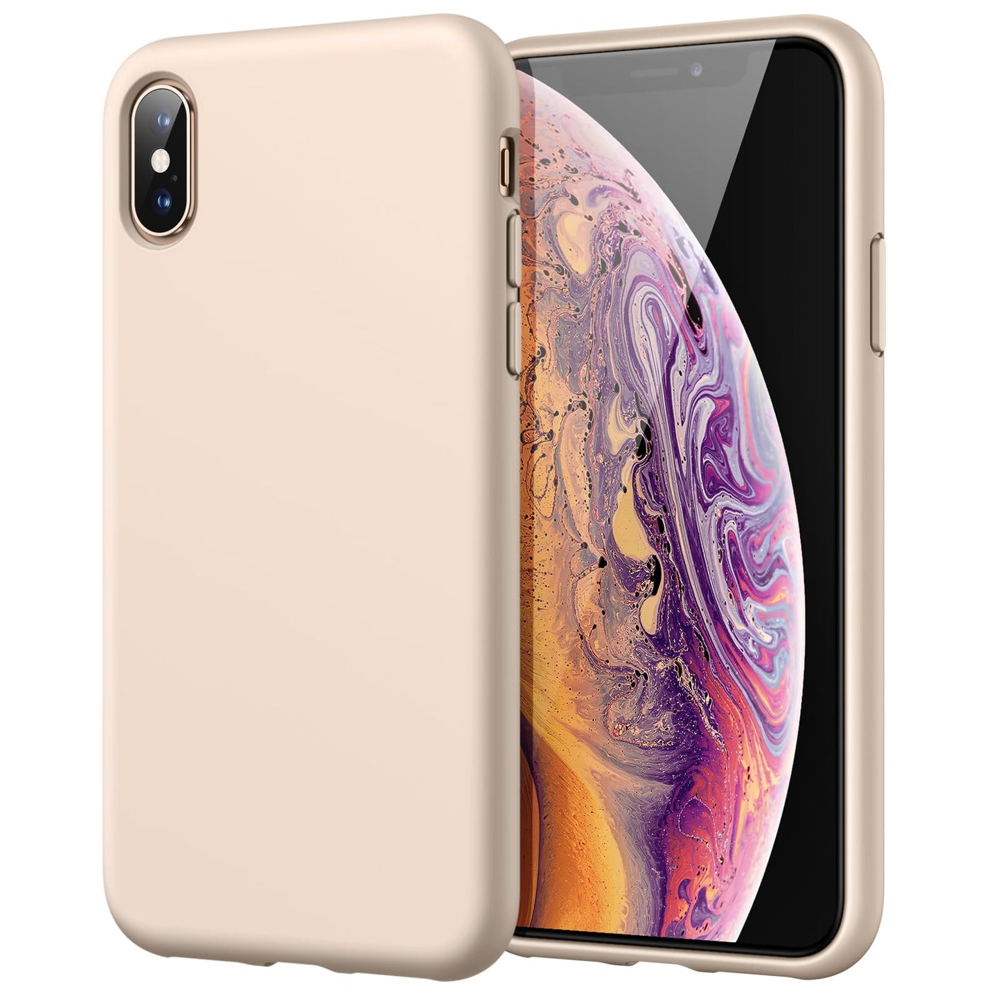 Funda de Silicona para iPhone X, iPhone XS, 5,8", Sedoso-Tacto Suave, Cubierta a Prueba de Golpes con Forro de Microfibra (Negro)