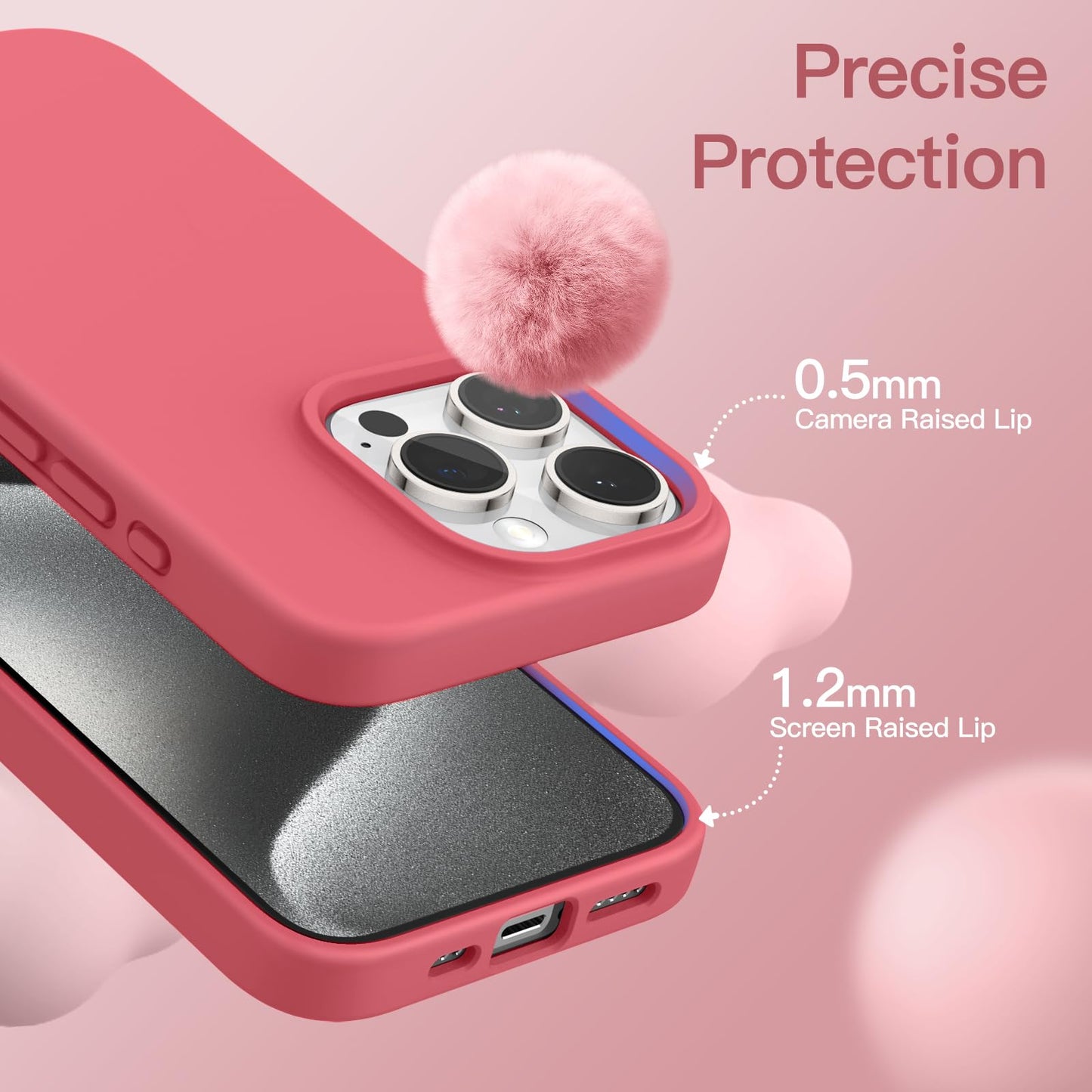 Funda Silicona para iPhone 15 Pro MAX 6.7 Pulgadas, Protectora de Cuerpo Completo con Tacto Suave y Sedoso, Antigolpes Carcasa (Negro)