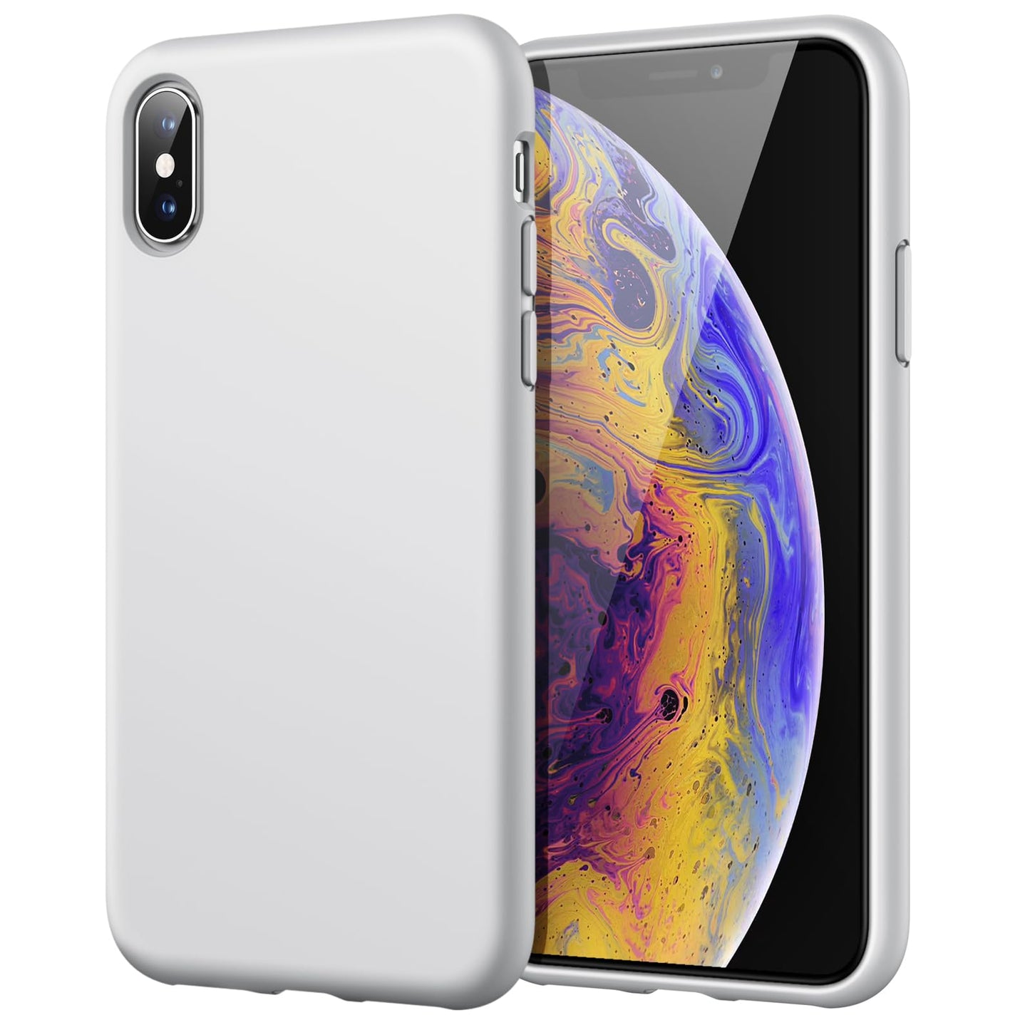 Funda de Silicona para iPhone X, iPhone XS, 5,8", Sedoso-Tacto Suave, Cubierta a Prueba de Golpes con Forro de Microfibra (Negro)