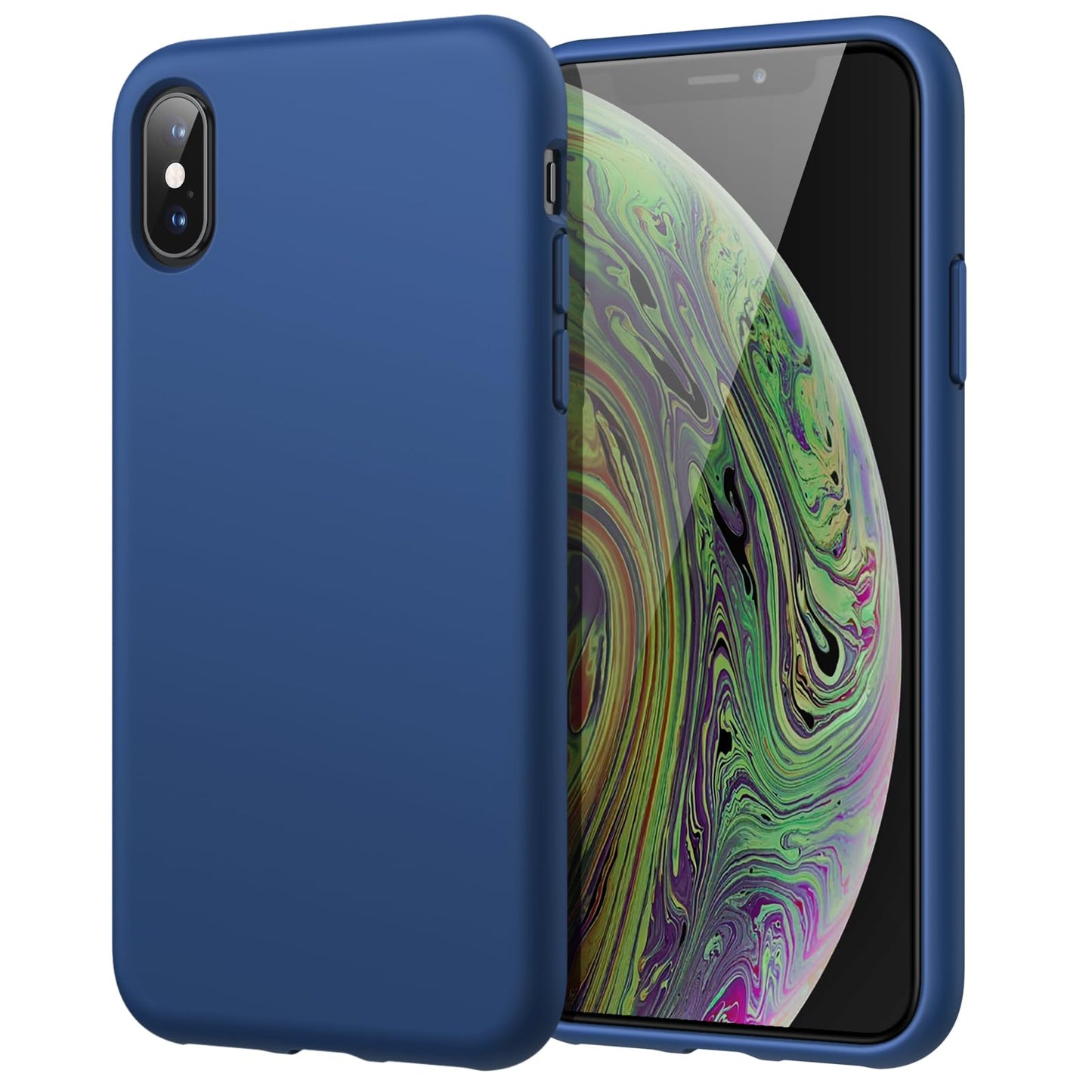 Funda de Silicona para iPhone X, iPhone XS, 5,8", Sedoso-Tacto Suave, Cubierta a Prueba de Golpes con Forro de Microfibra (Negro)