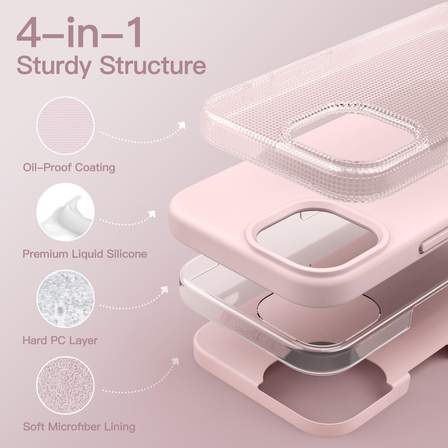 Funda Silicona para iPhone 14 Pro 6.1 Pulgadas, Protectora de Cuerpo Completo con Tacto Suave y Sedoso, Antigolpes Carcasa con Forro de Microfibra (Negro)