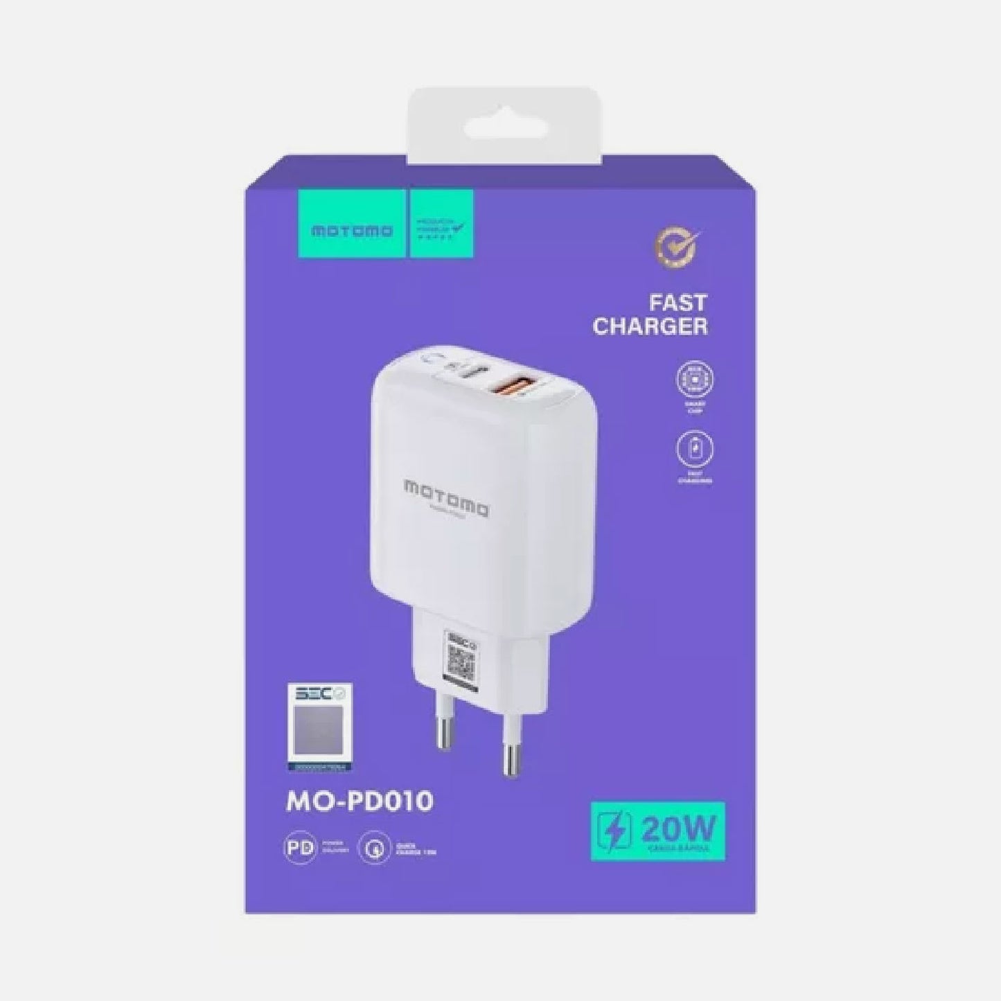 CARGADOR USB C 20W PD010 BLANCO Dual