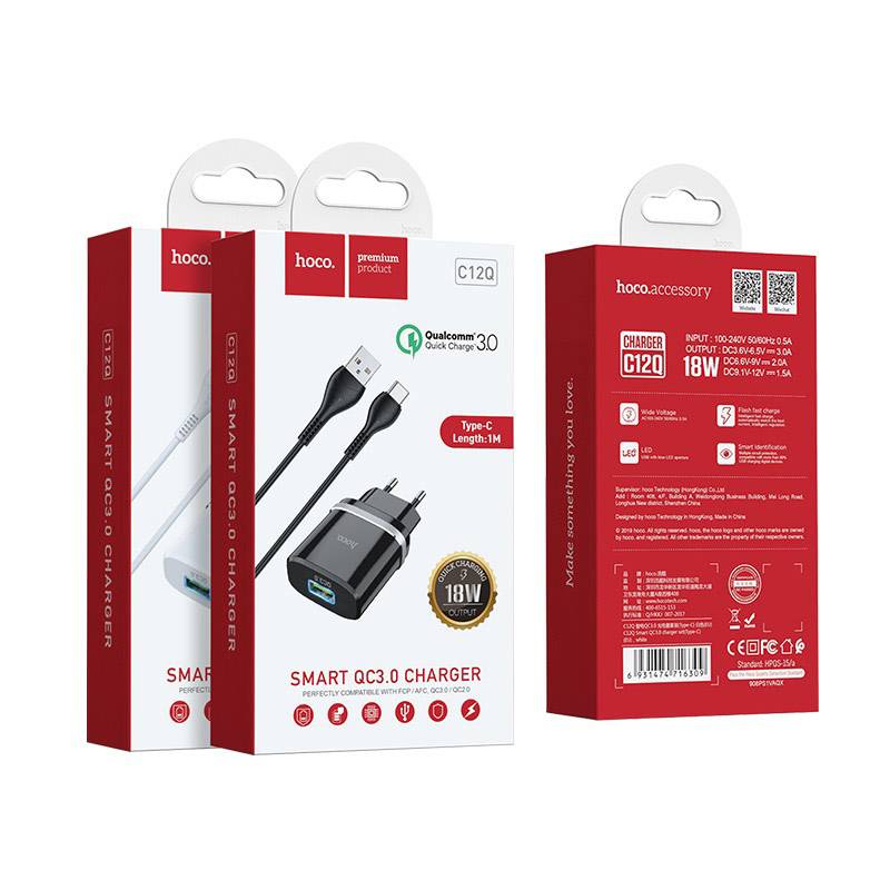Cargador USB C Hoco C12Q 18W Con Cable