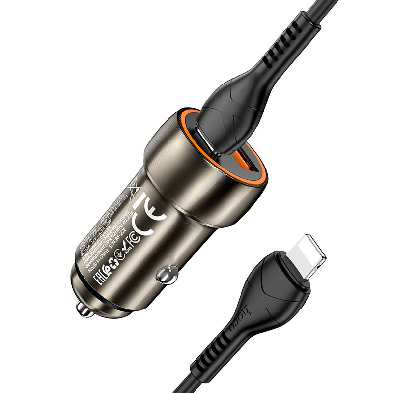 Cargador de auto dual con cable Lightning- Hoco z46A