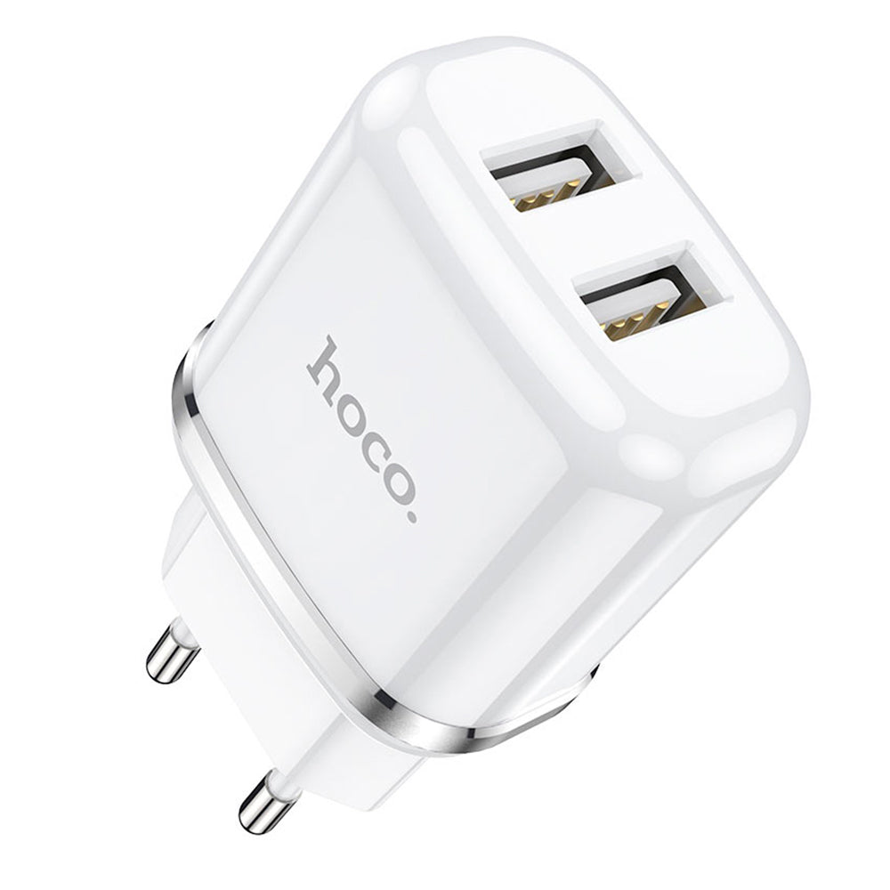 Cargador Hoco N4 2.4A Cable Lightning Doble USB Blanco